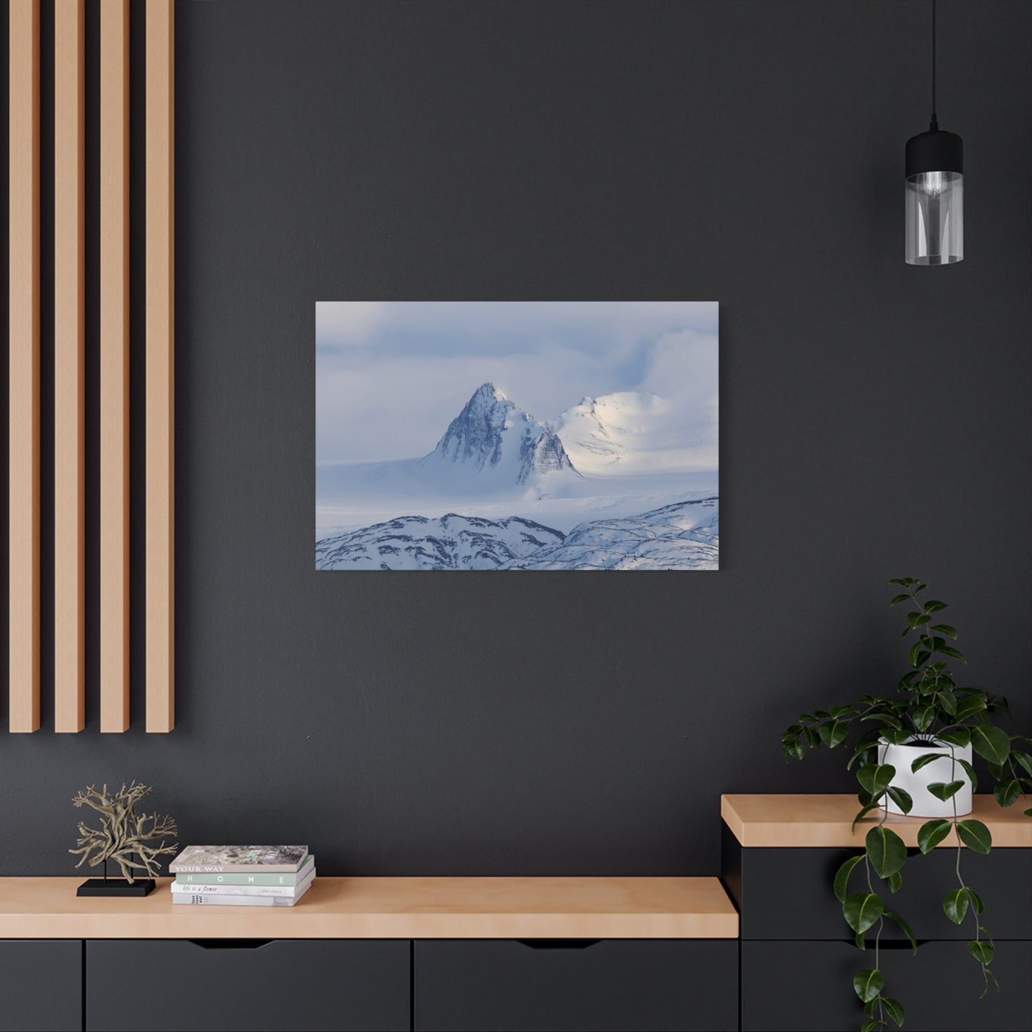 Snowy Mountain Matte Canvas Wall Art ~ Serene Arctic Landscape Stretched Canvas