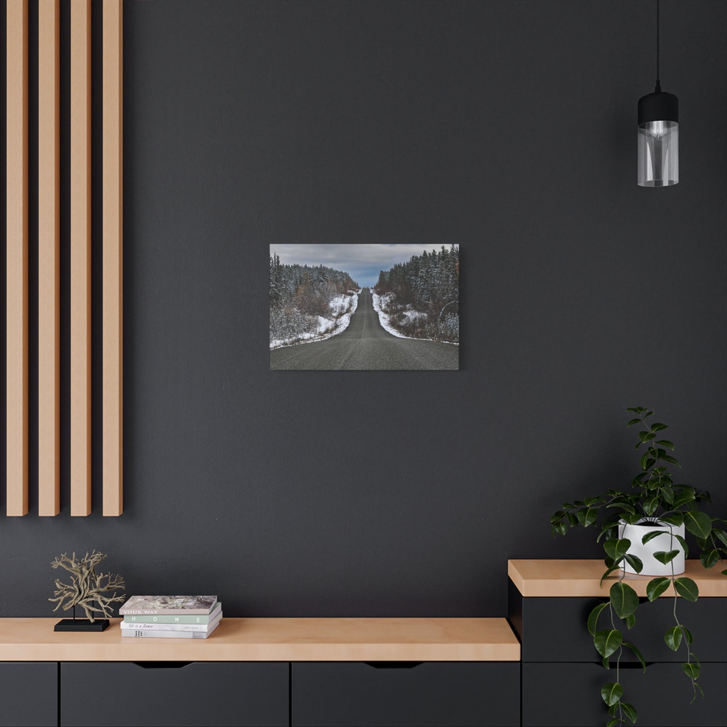 Cassiar Highway Lonely Scenic Winter Road Matte Canvas Print — Stretched 1.25"