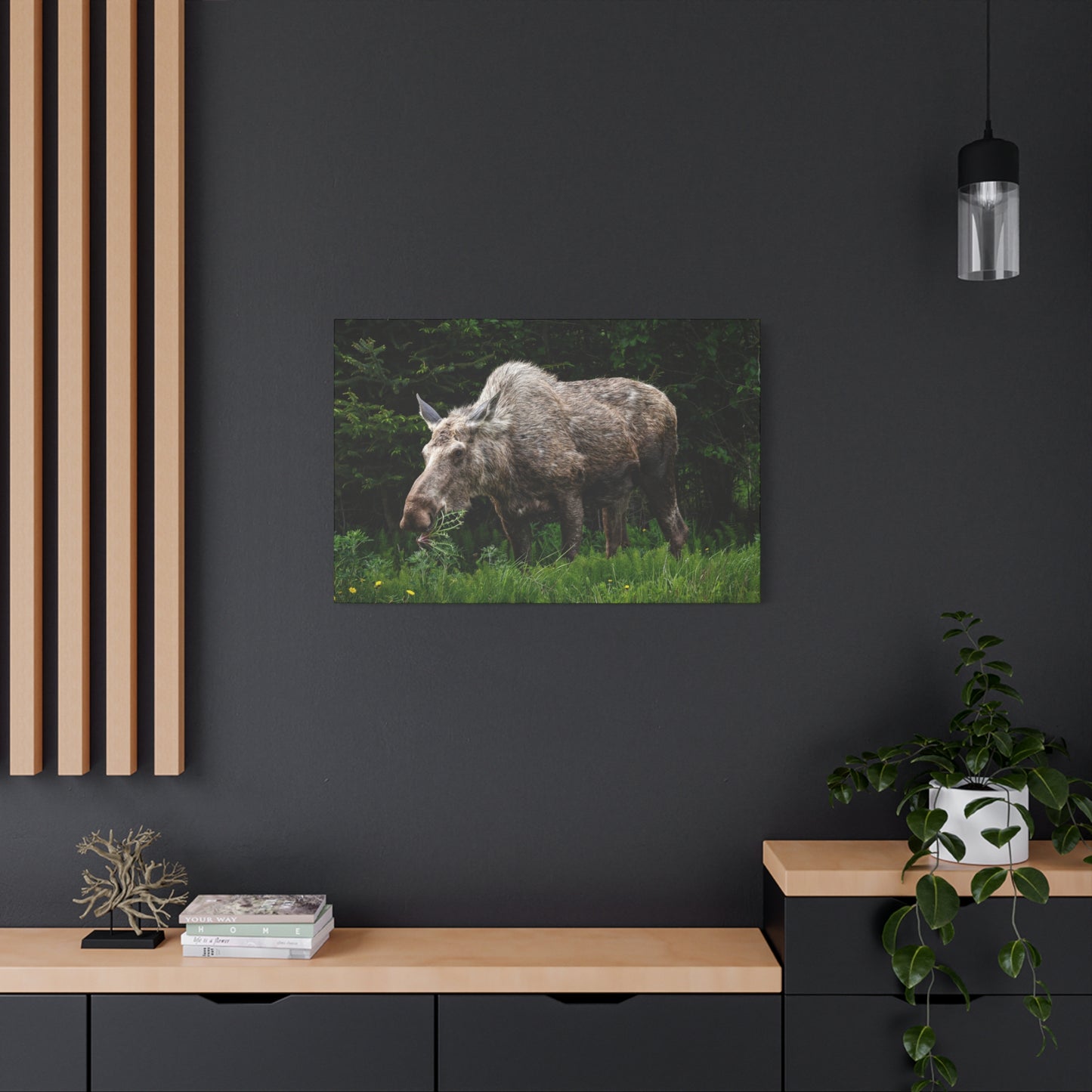 Wild Moose Matte Canvas Print — Rustic Forest Wildlife Wall Art