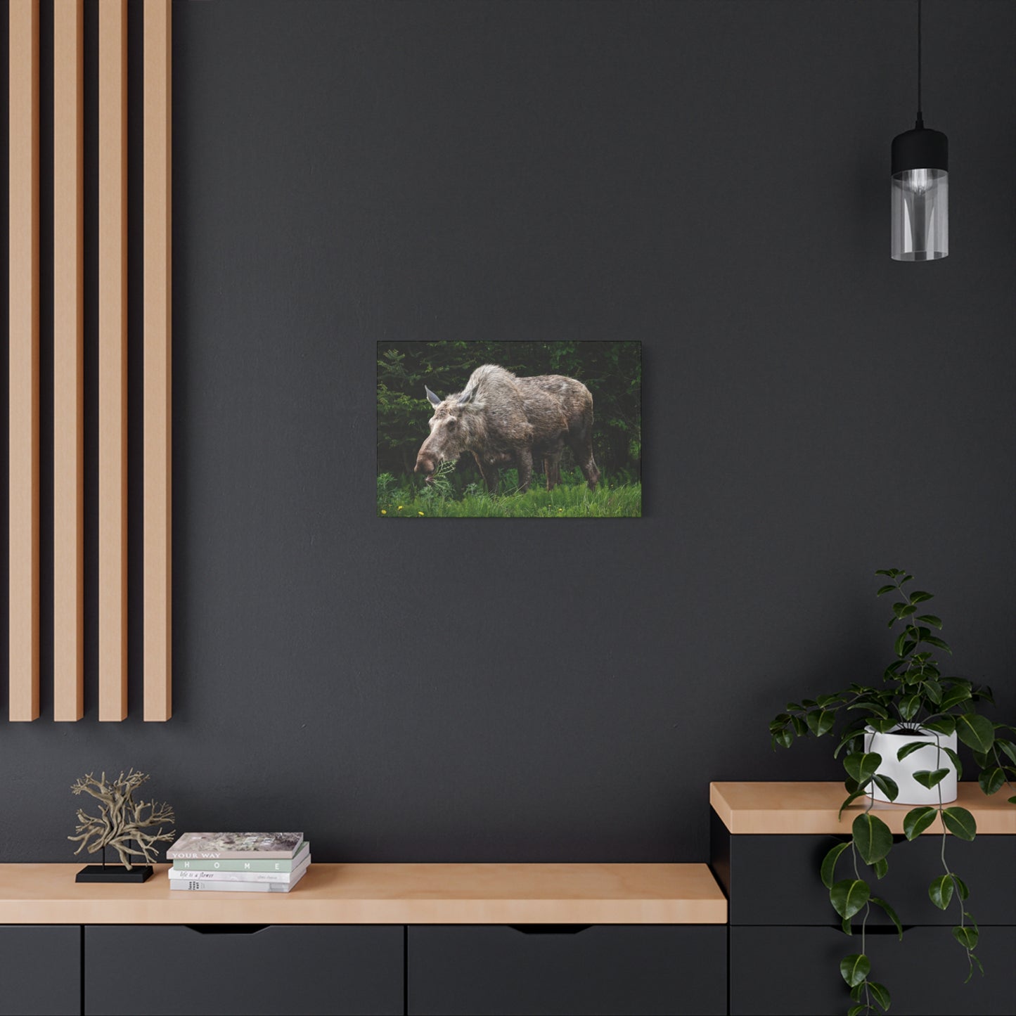 Wild Moose Matte Canvas Print — Rustic Forest Wildlife Wall Art