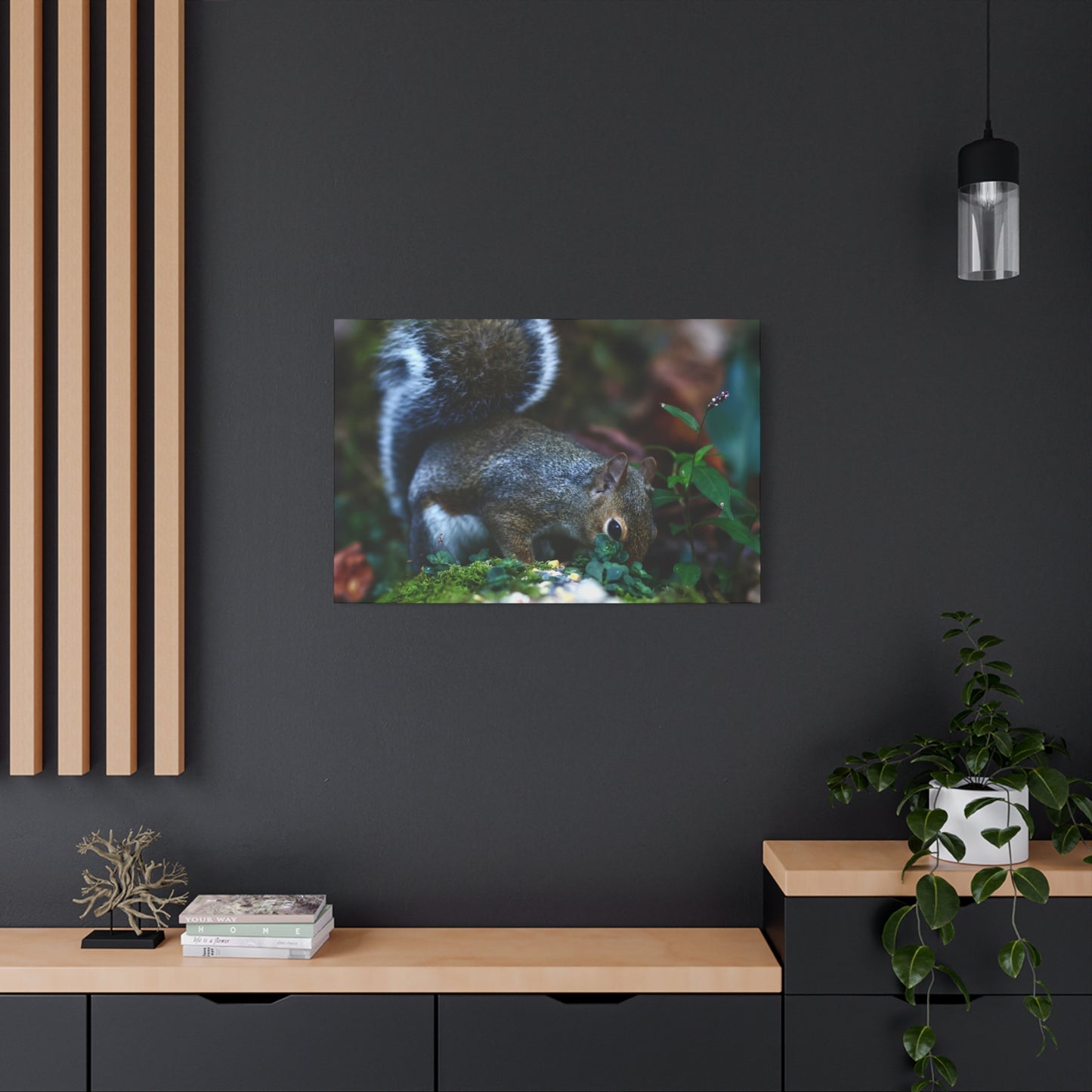 Squirrel Foraging Matte Canvas Print — Nature Wall Art, Wildlife Photography Stretched Canvas