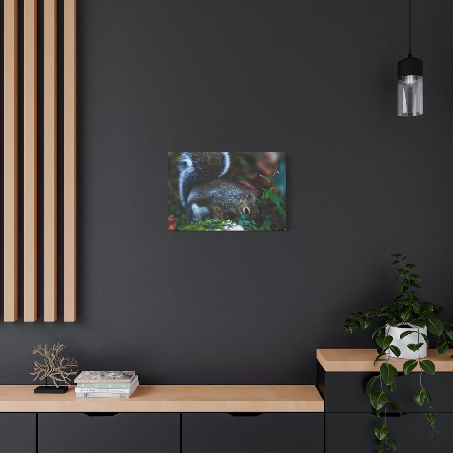 Squirrel Foraging Matte Canvas Print — Nature Wall Art, Wildlife Photography Stretched Canvas