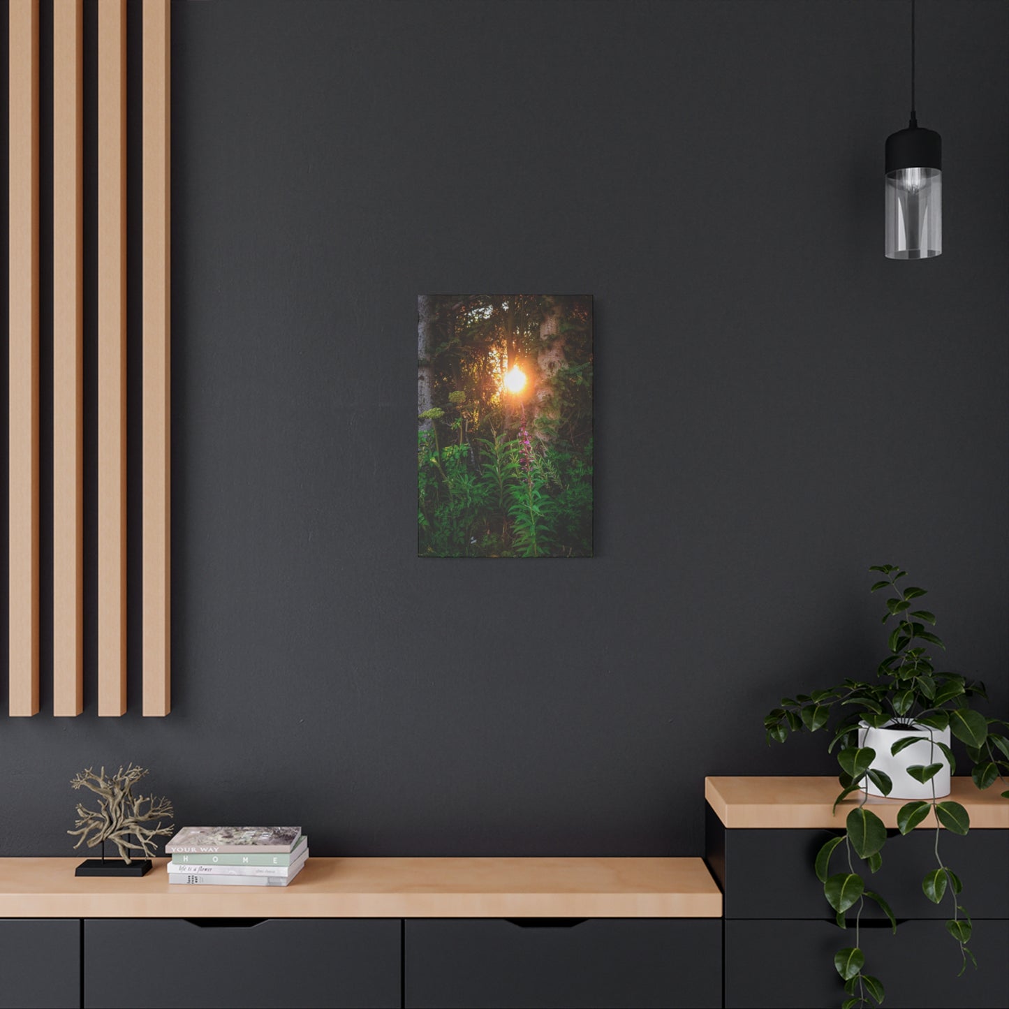 Sunlit Forest Wildflower Canvas Print — Matte Stretched Wall Art