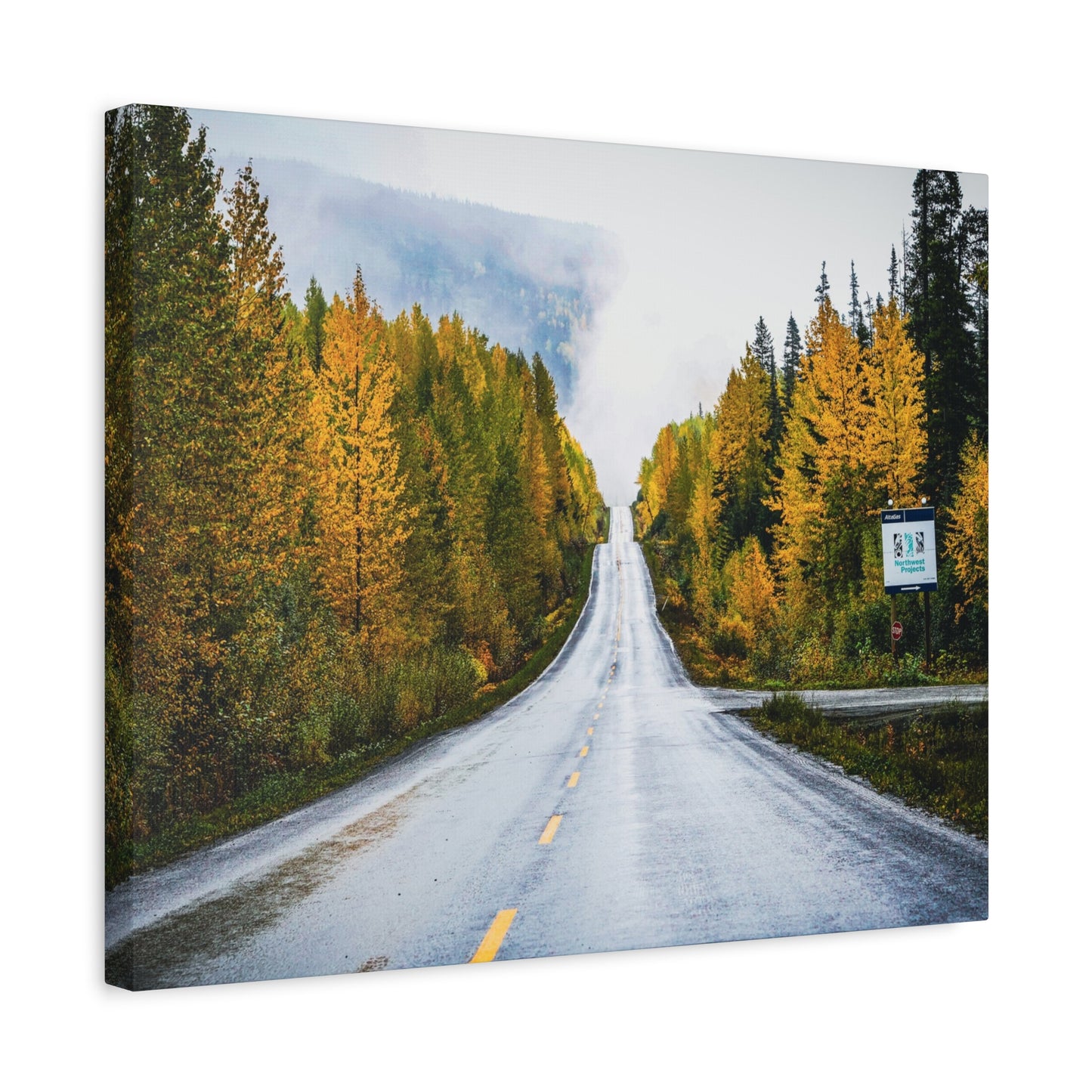 Autumn Highway through Canada Canvas Print ~ Scenic Fall Road Wall Art
