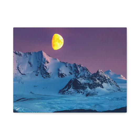 Mountain Moon Arctic Canvas Wall Art — Matte Stretched Landscape Print