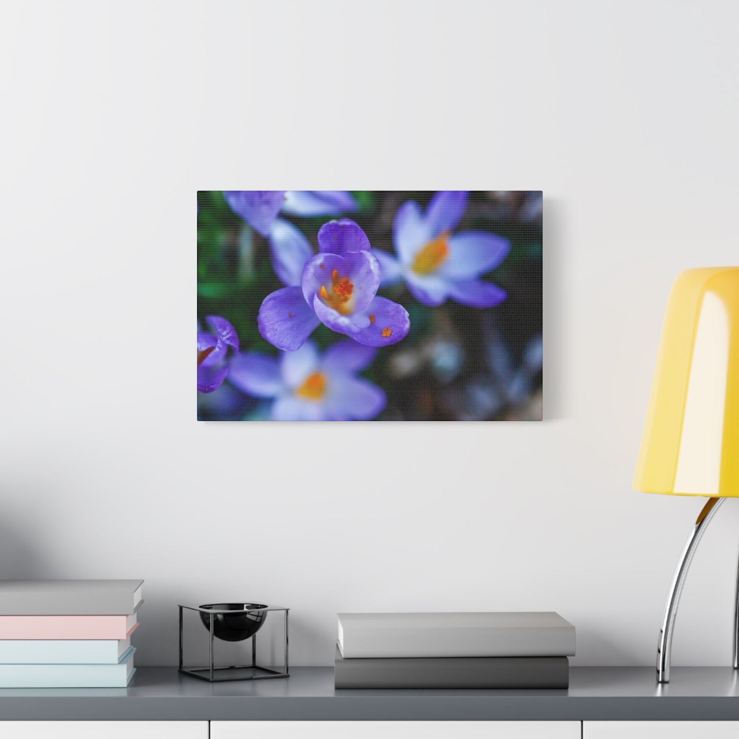 Purple Crocus Blossom Matte Canvas Print, Spring Floral Wall Art