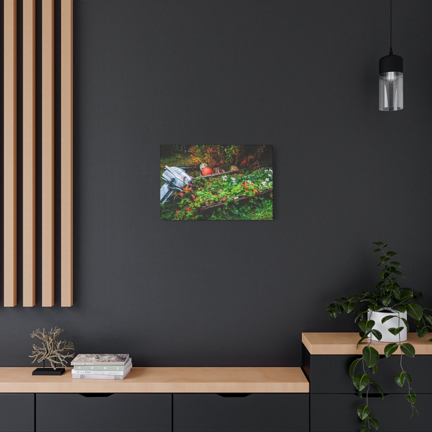 Rustic Rowboat Garden Canvas  Matte Print
