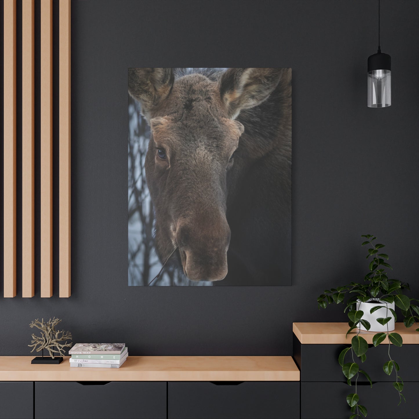 Moose Face Close-Up Matte Canvas Wall Art