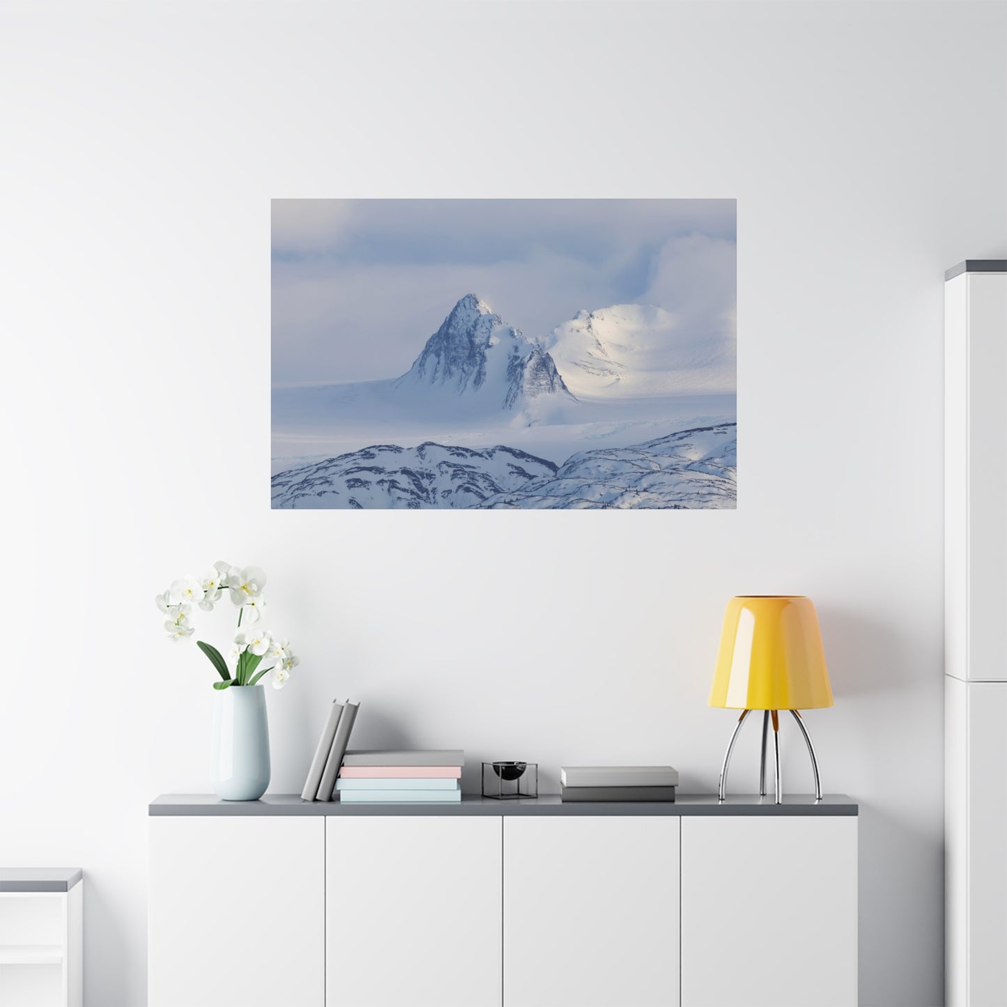Snowbound Peaks Matte Canvas Print — Quiet Alpine Landscape Wall Art