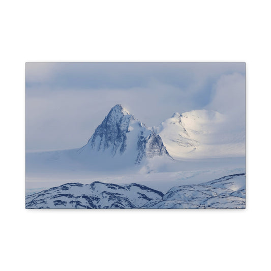 Snowy Mountain Matte Canvas Wall Art ~ Serene Arctic Landscape Stretched Canvas