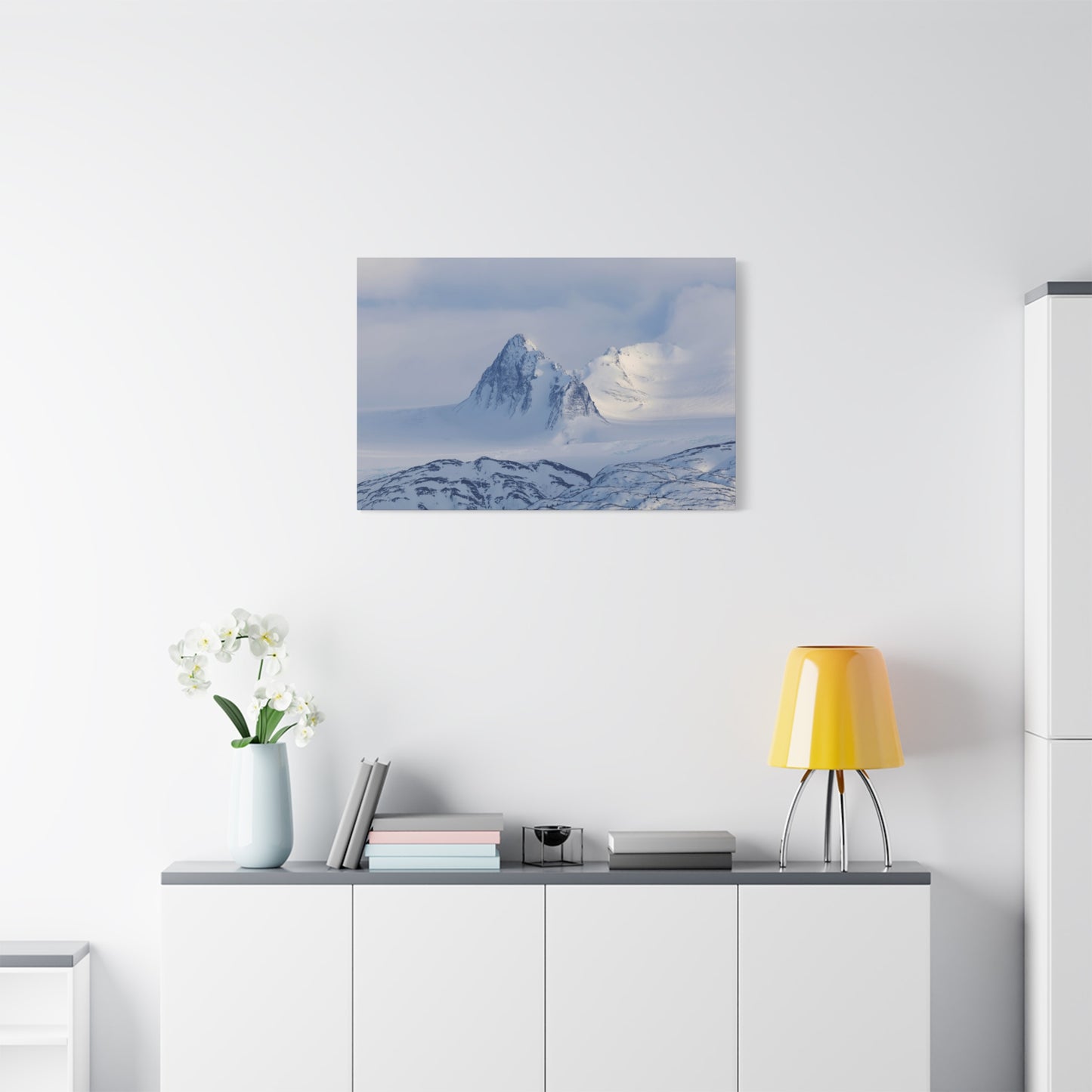 Snowbound Peaks Matte Canvas Print — Quiet Alpine Landscape Wall Art