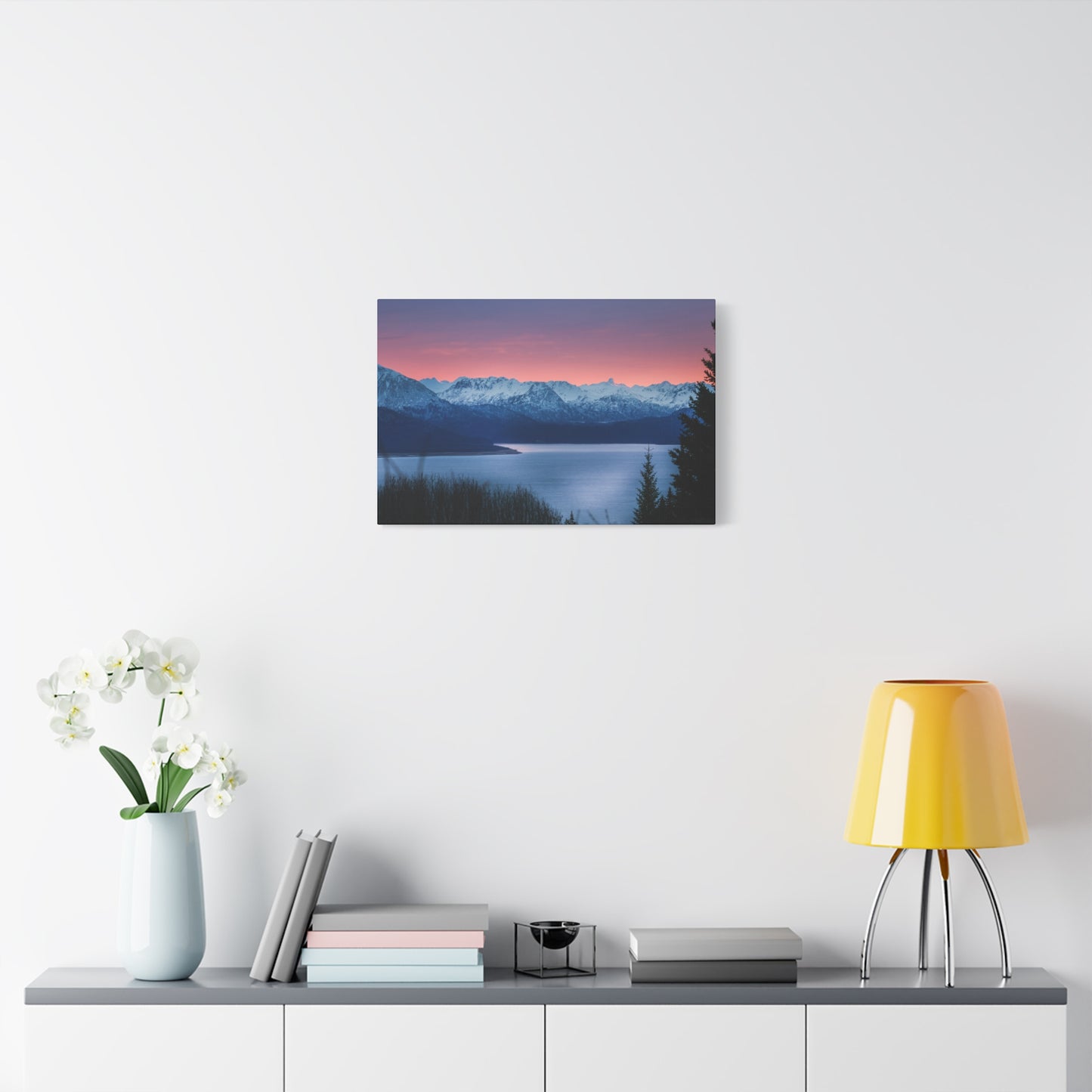 Sunset Mountain Bay Fine Art Canvas – Alpine Landscape
