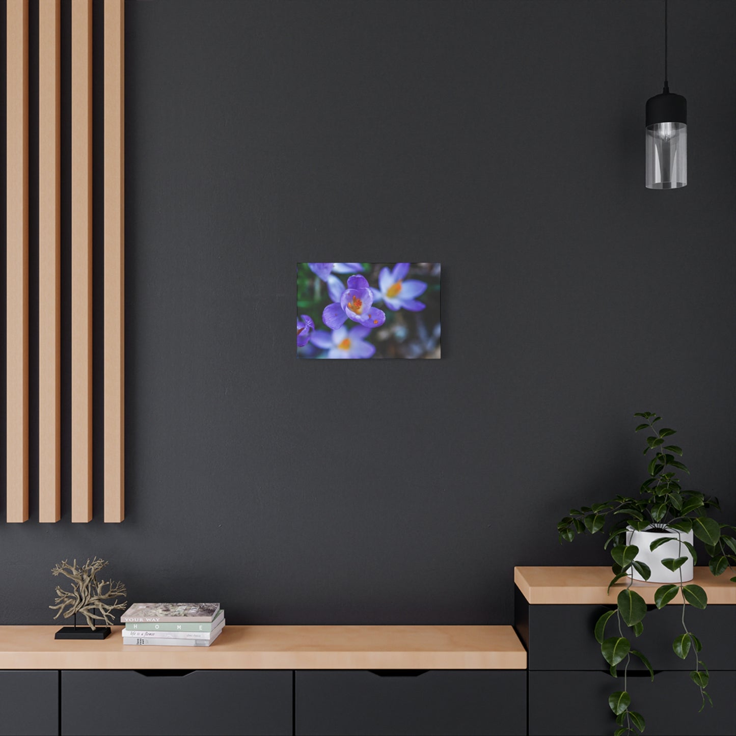 Purple Crocus Blossom Matte Canvas Print, Spring Floral Wall Art