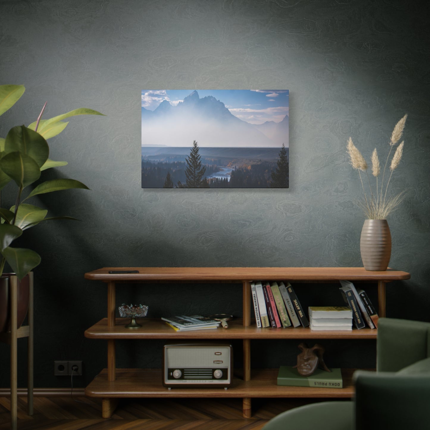 Where the Tetons Rise Through Smoke ~ Matte Landscape Canvas Print