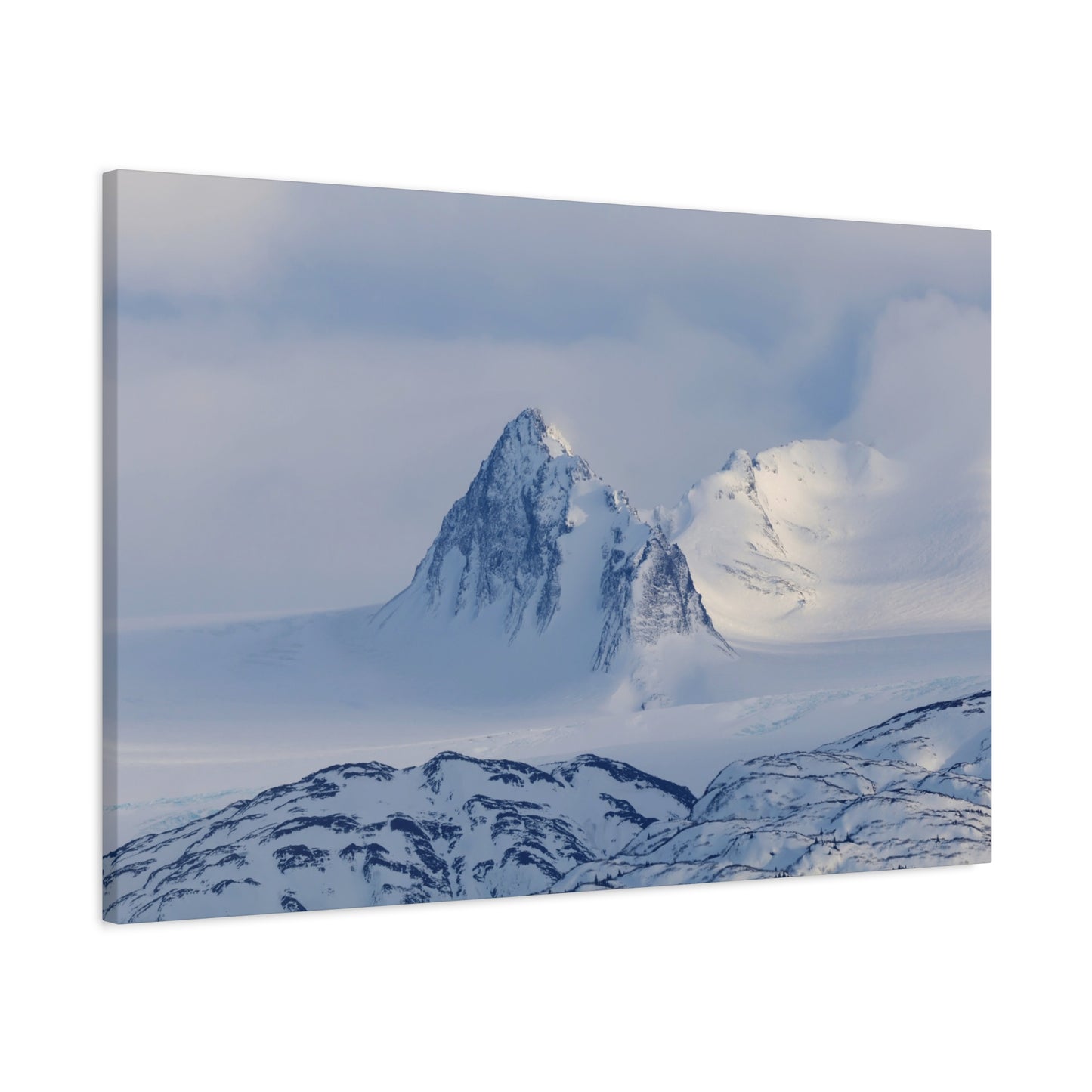 Snowy Mountain Matte Canvas Wall Art ~ Serene Arctic Landscape Stretched Canvas