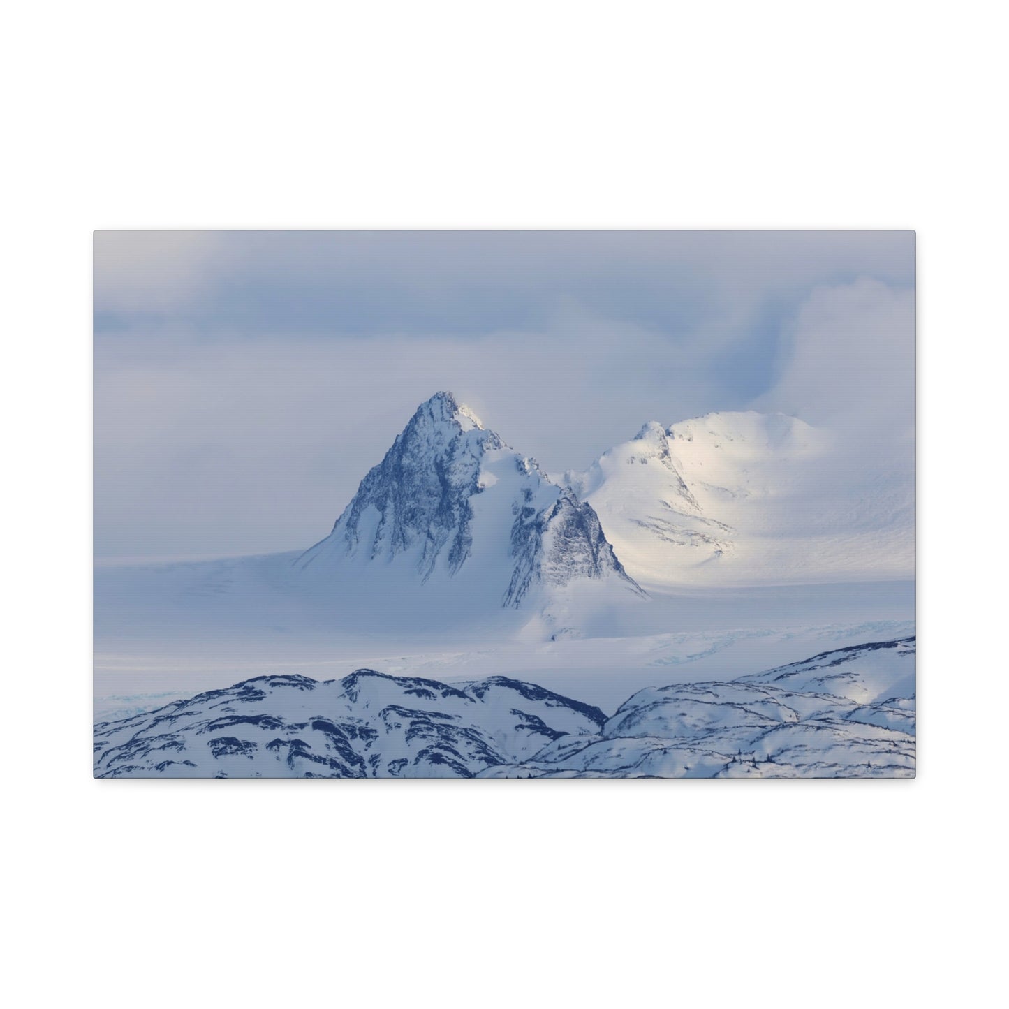 Snowy Mountain Matte Canvas Wall Art ~ Serene Arctic Landscape Stretched Canvas