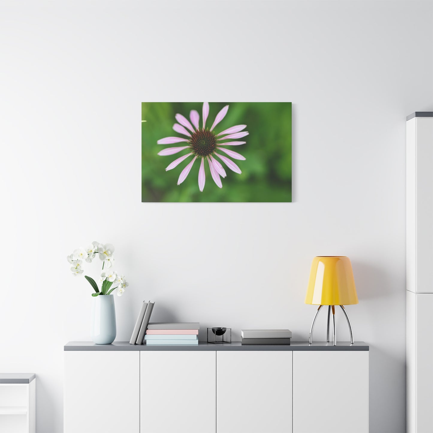 Pink Coneflower Botanical Canvas Wall Art — Matte Stretched 1.25"