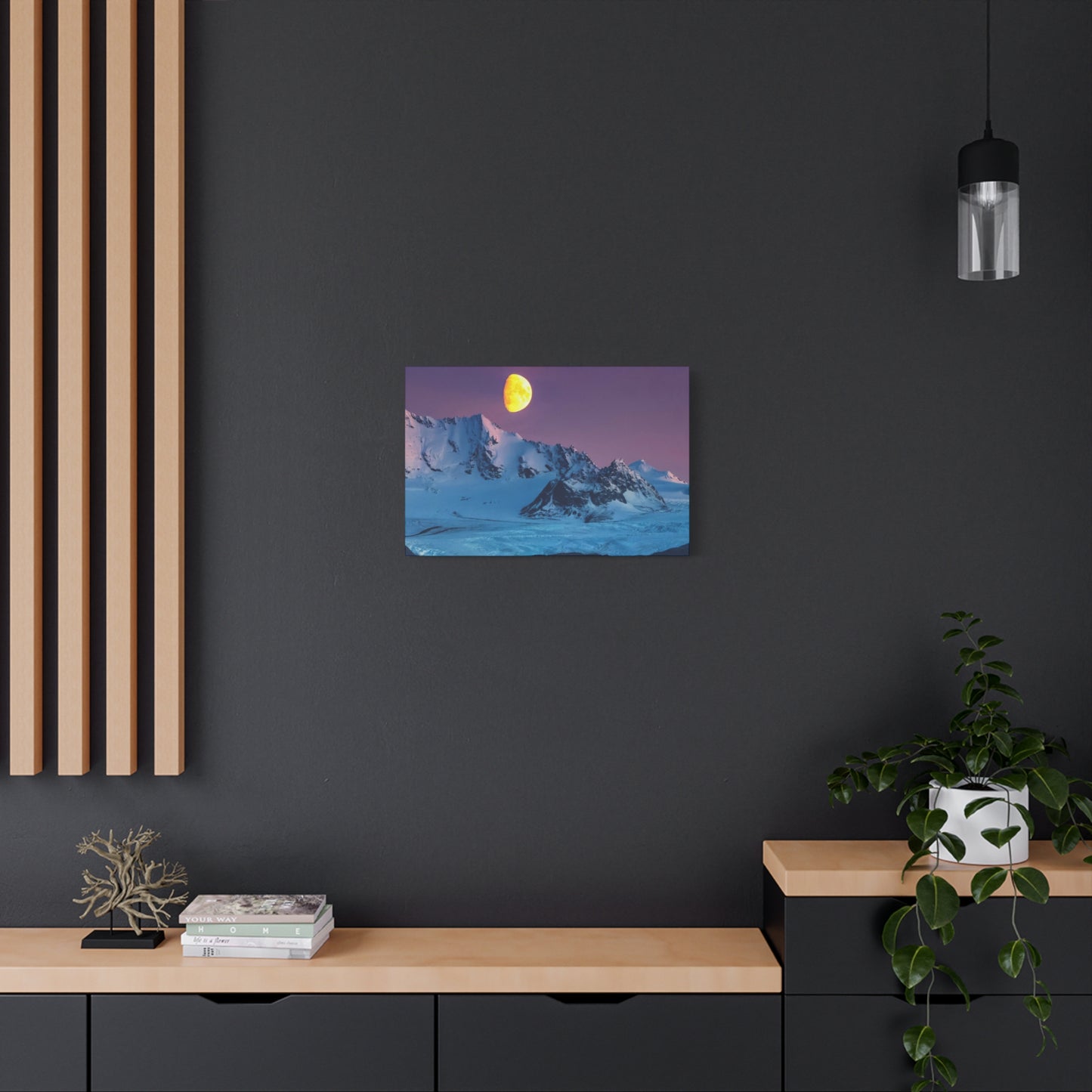 Mountain Moon Arctic Canvas Wall Art — Matte Stretched Landscape Print
