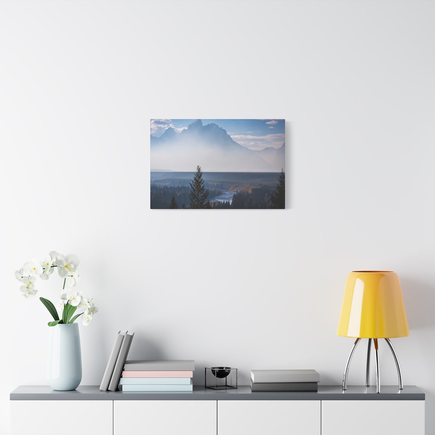 Where the Tetons Rise Through Smoke ~ Matte Landscape Canvas Print