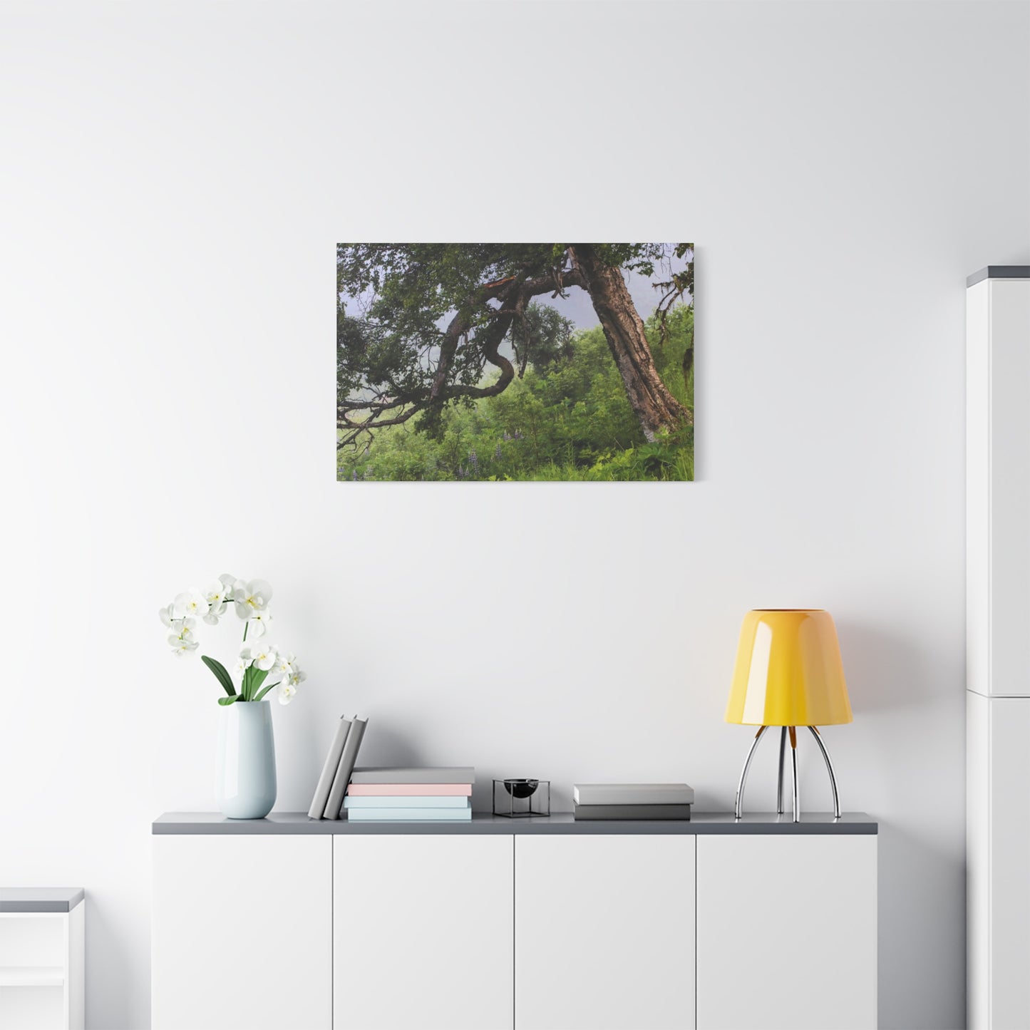 Birch Tree & Purple Lupine Matte Canvas Print ~ Stretched 1.25"