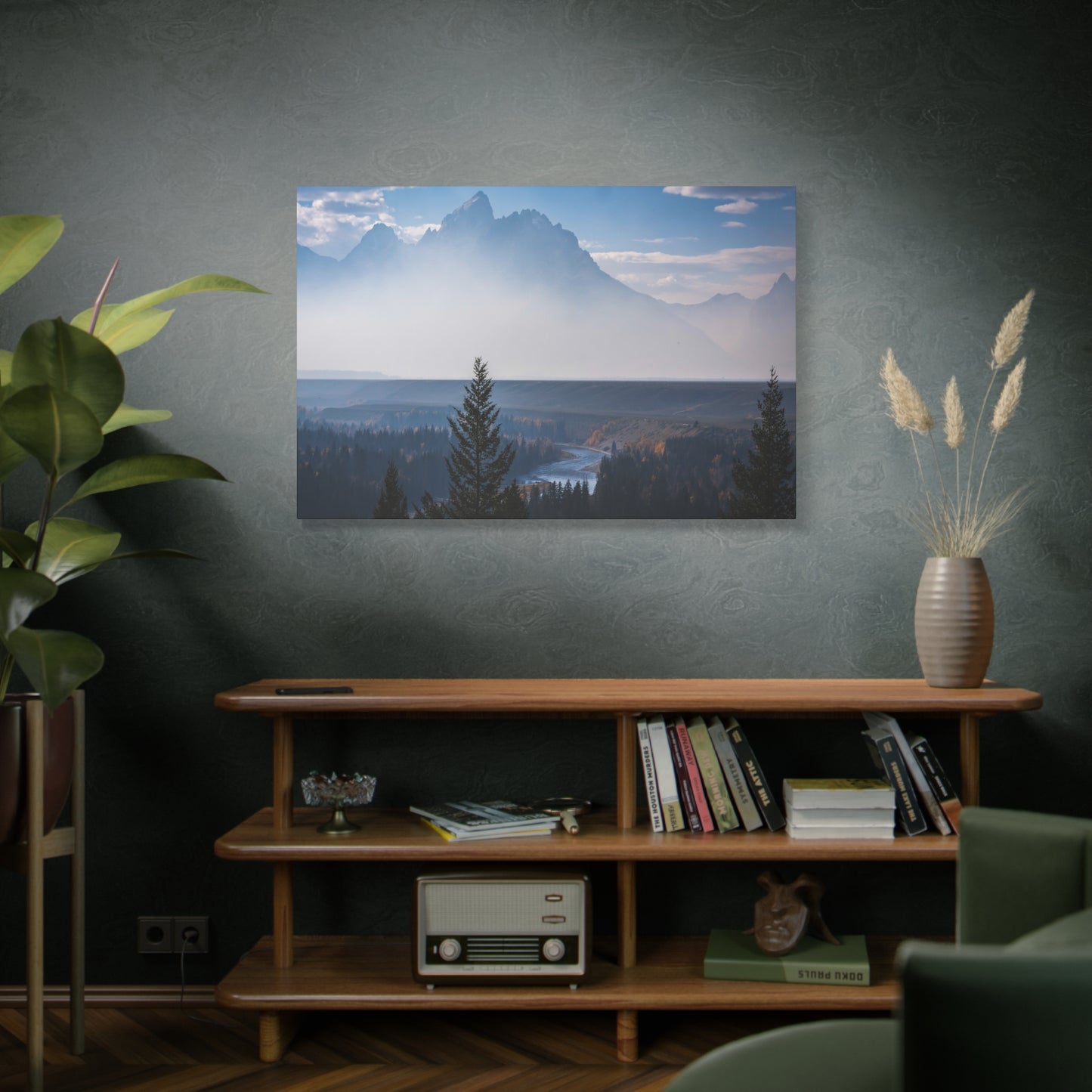 Where the Tetons Rise Through Smoke ~ Matte Landscape Canvas Print
