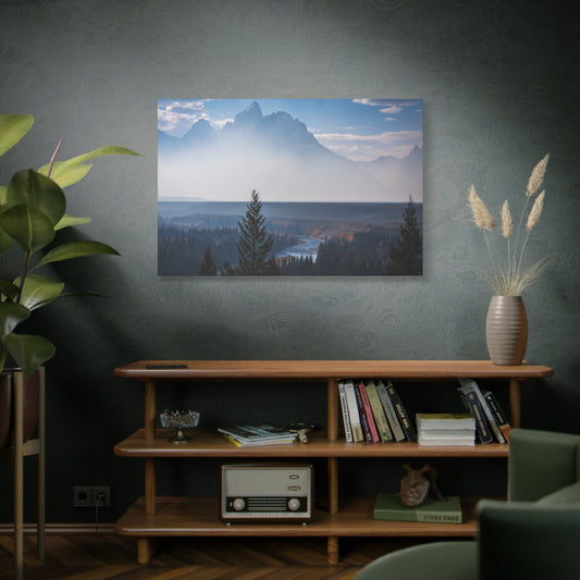 Where the Tetons Rise Through Smoke ~ Matte Landscape Canvas Print