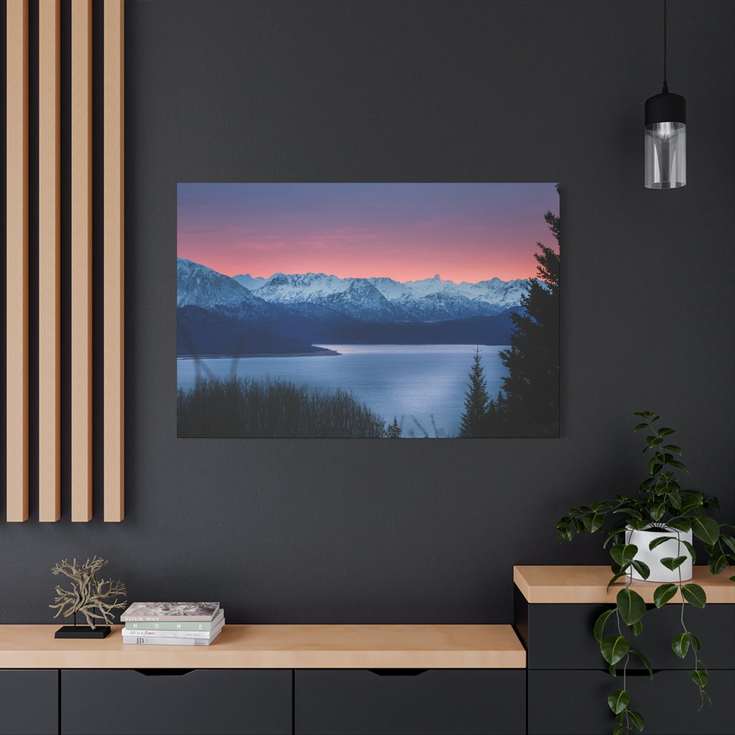 Sunset Mountain Bay Fine Art Canvas – Alpine Landscape