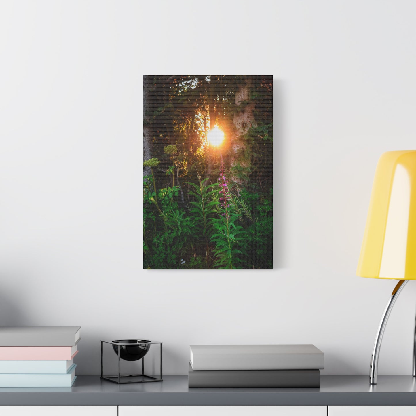 Sunlit Forest Wildflower Canvas Print — Matte Stretched Wall Art