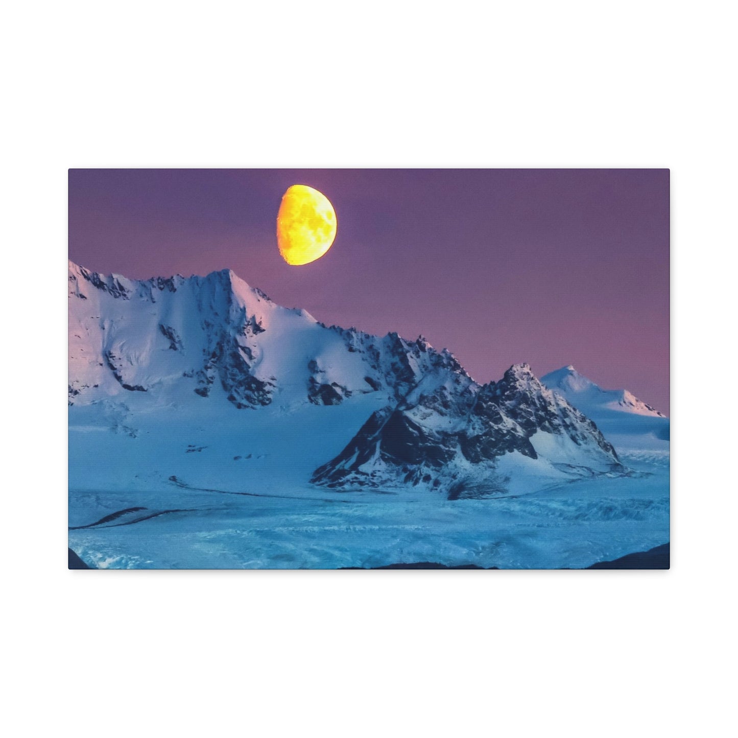 Mountain Moon Arctic Canvas Wall Art — Matte Stretched Landscape Print