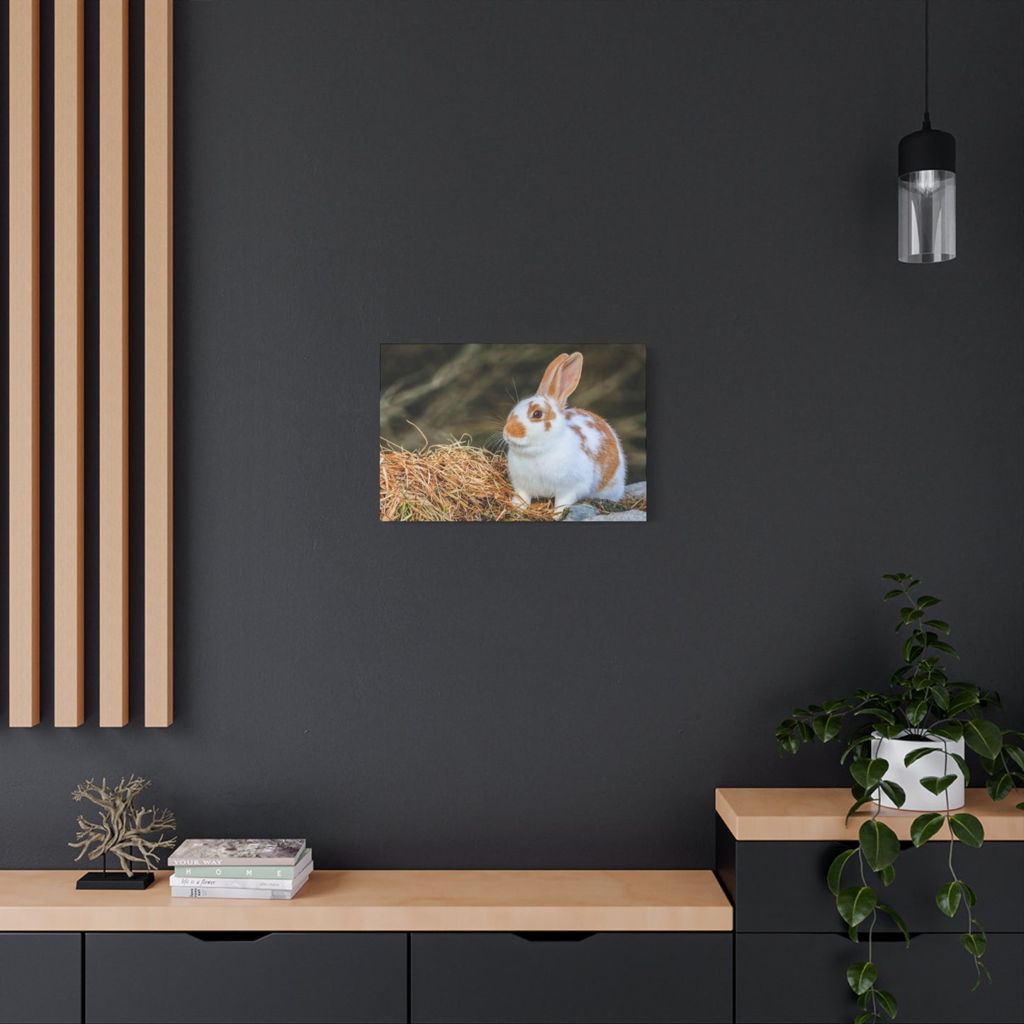 Rabbit Canvas Wall Art ~ Cute Brown & White Bunny Matte Stretched Canvas