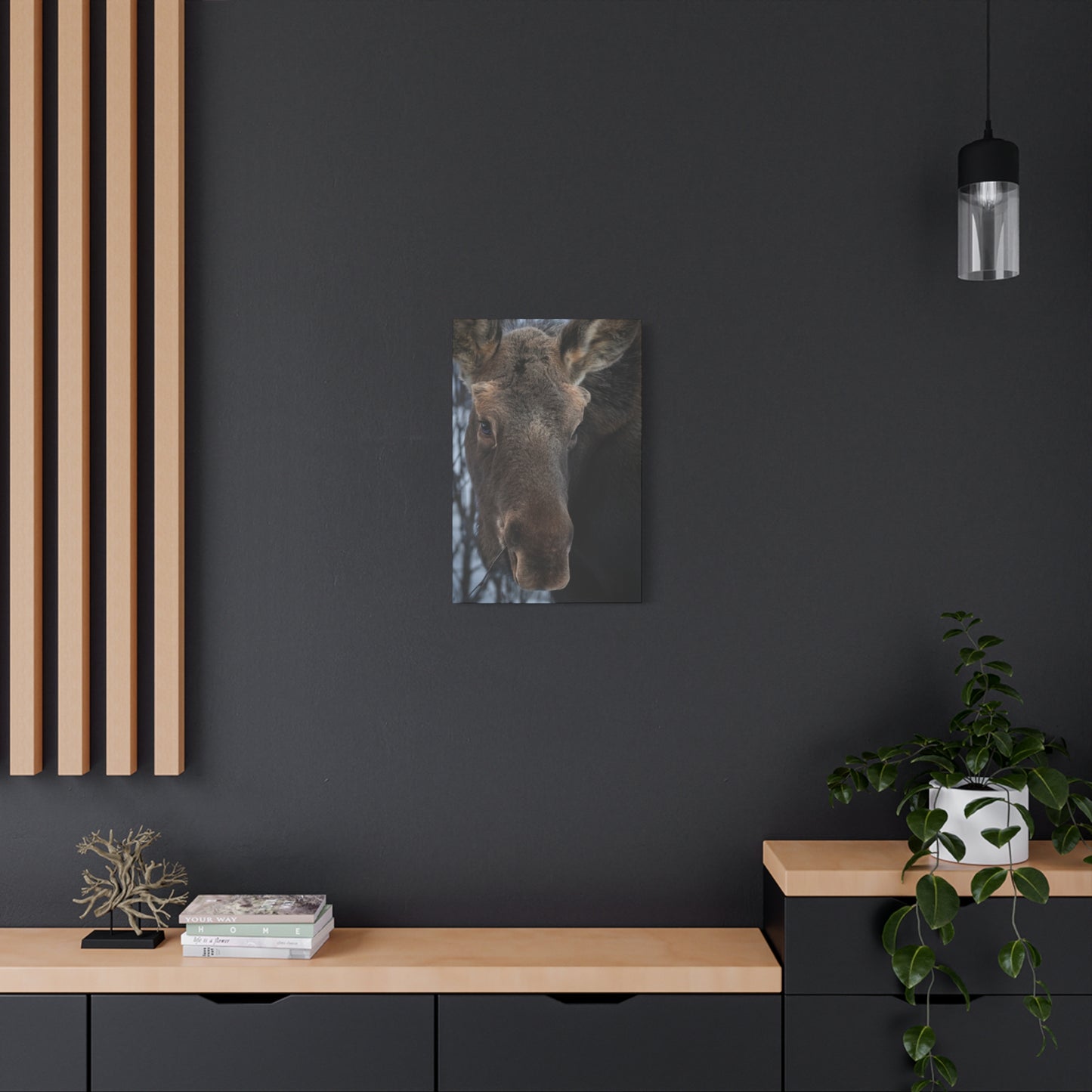 Winter Moose Canvas Print, Stretched Wall Art