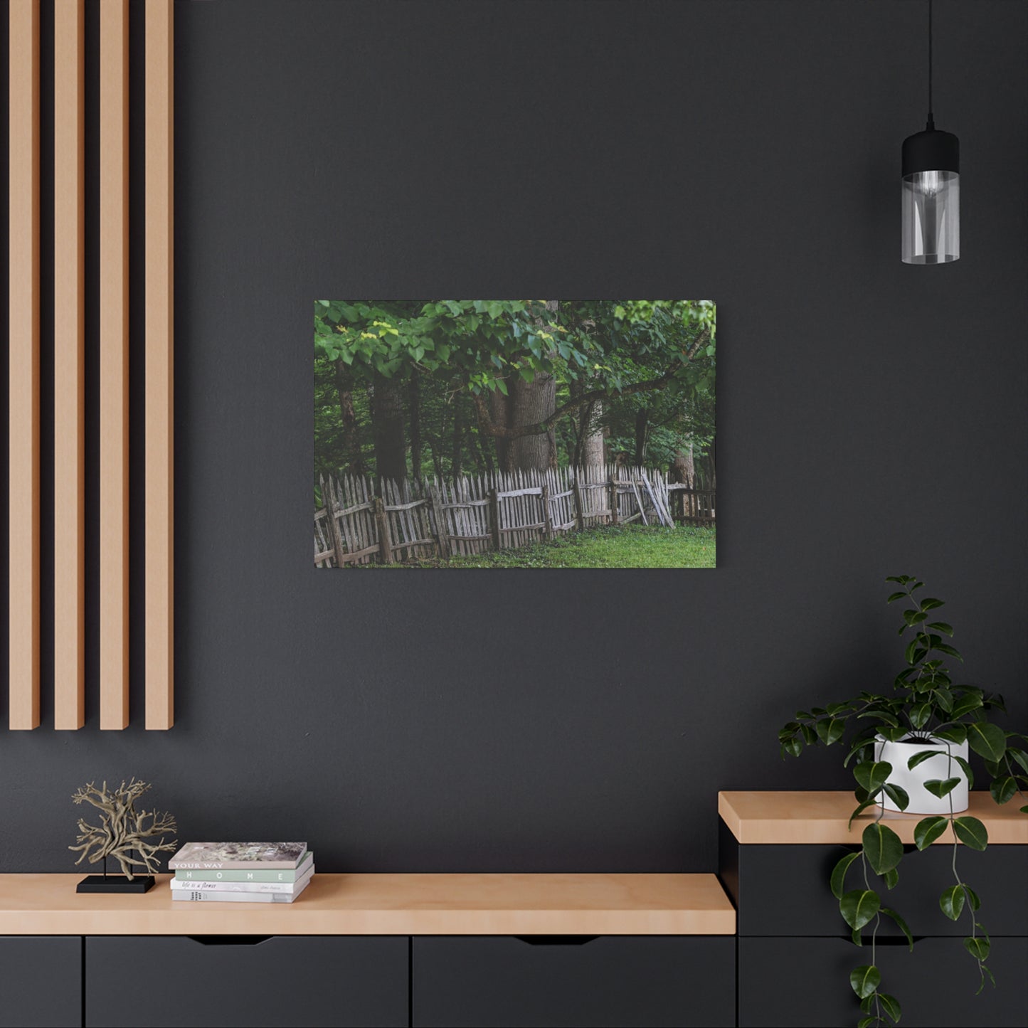 Rustic Split-Rail Fence Canvas Wall Art ~ Forest Landscape Matte Stretched Print