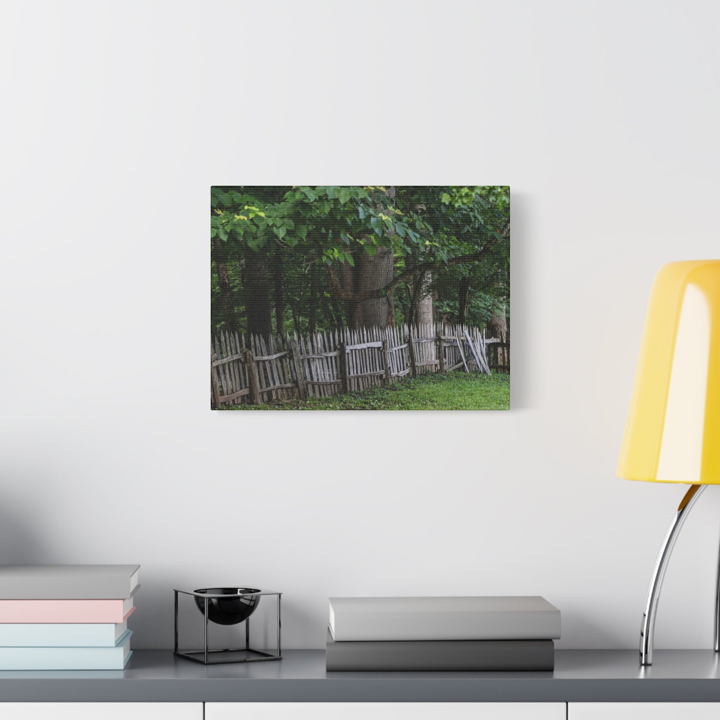 Rustic Split-Rail Fence Canvas Wall Art ~ Forest Landscape Matte Stretched Print