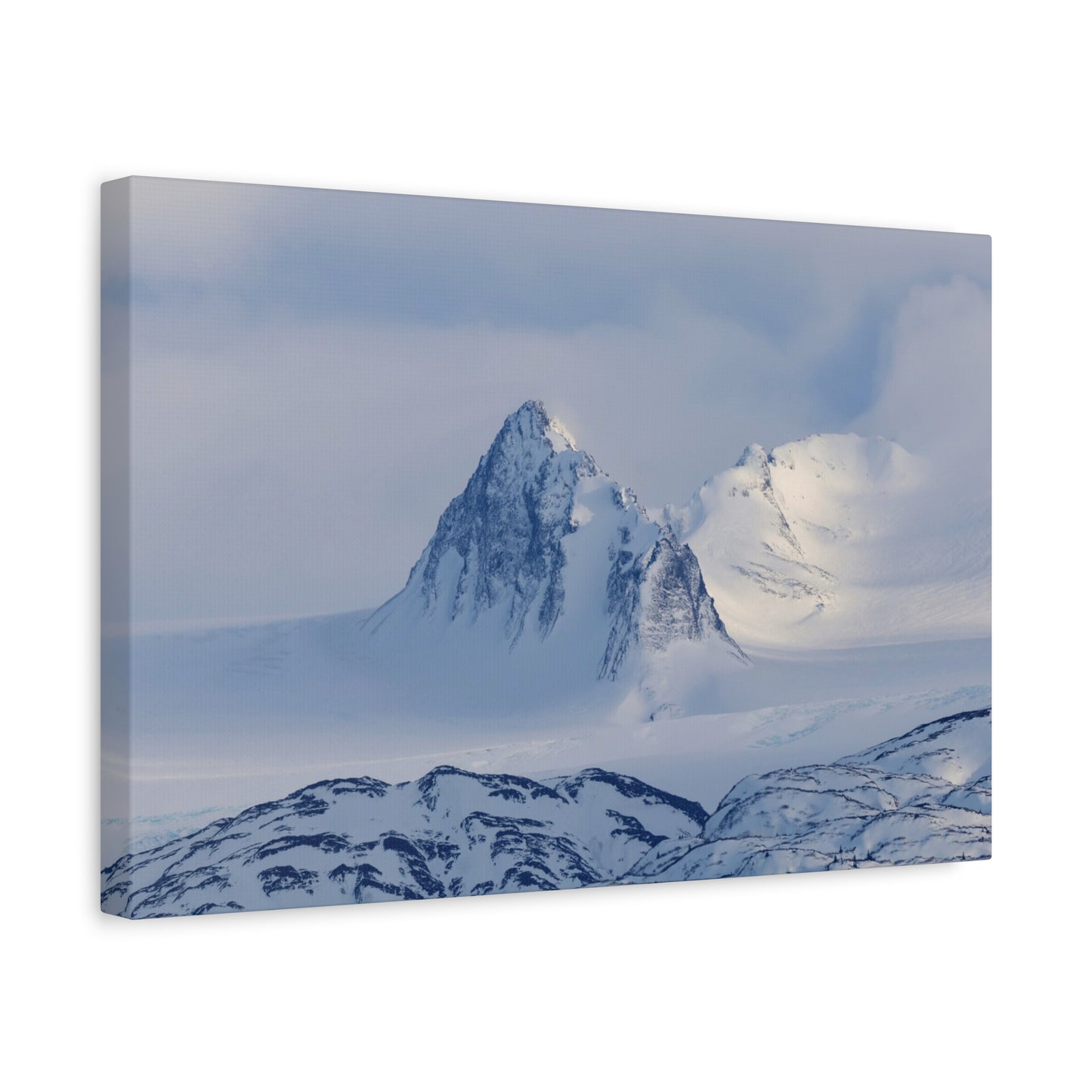 Snowy Mountain Matte Canvas Wall Art ~ Serene Arctic Landscape Stretched Canvas