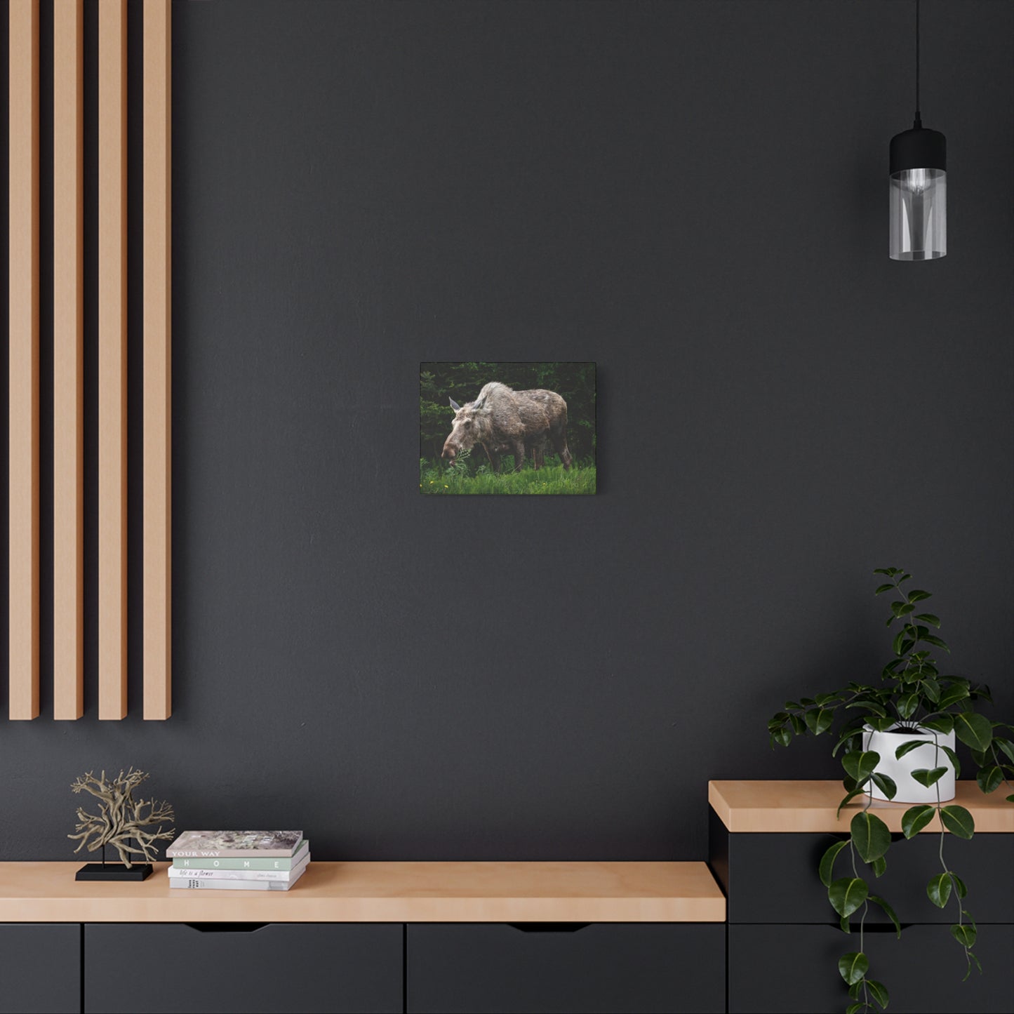 Wild Moose Matte Canvas Print — Rustic Forest Wildlife Wall Art