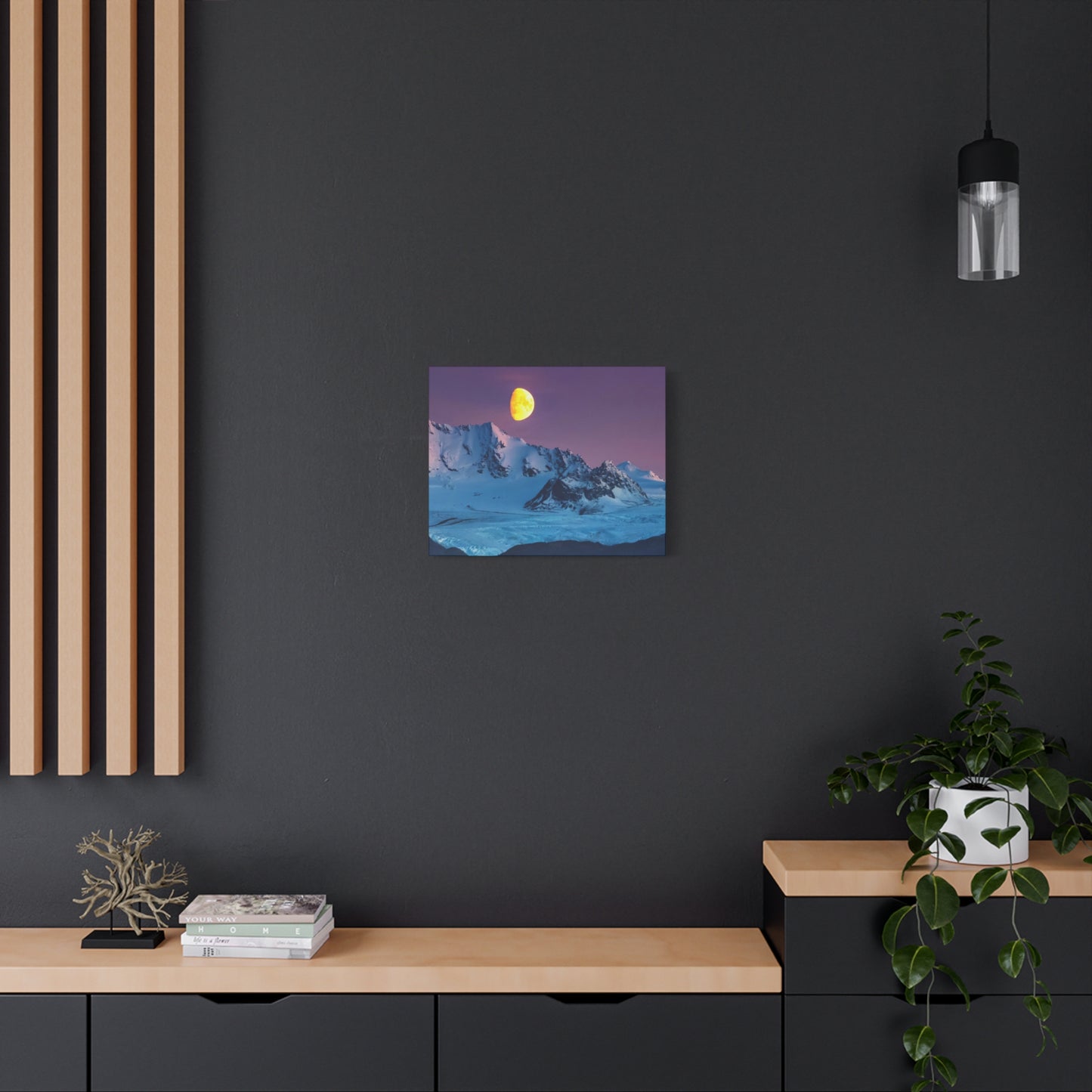 Mountain Moon Arctic Canvas Wall Art — Matte Stretched Landscape Print