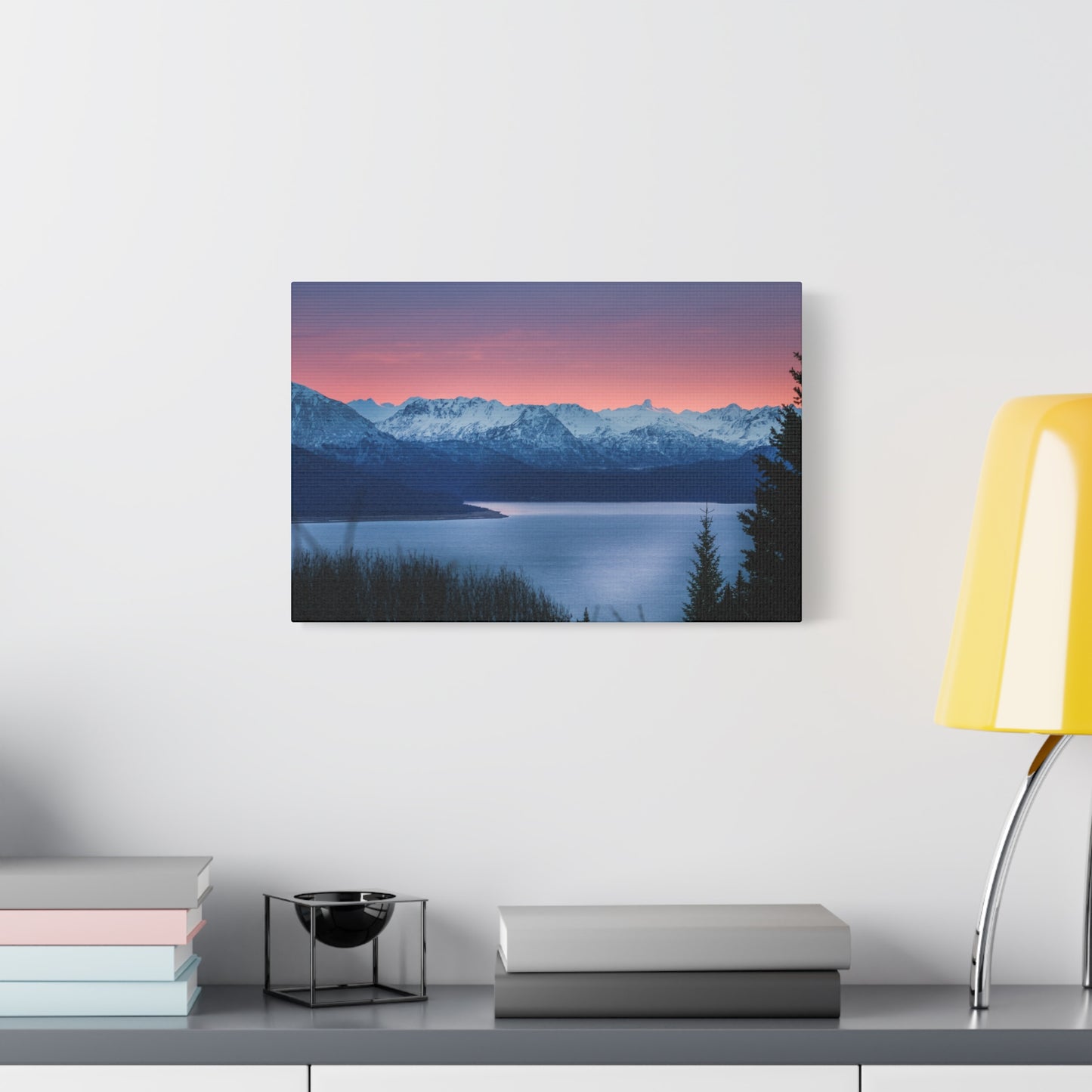Sunset Mountain Bay Fine Art Canvas – Alpine Landscape