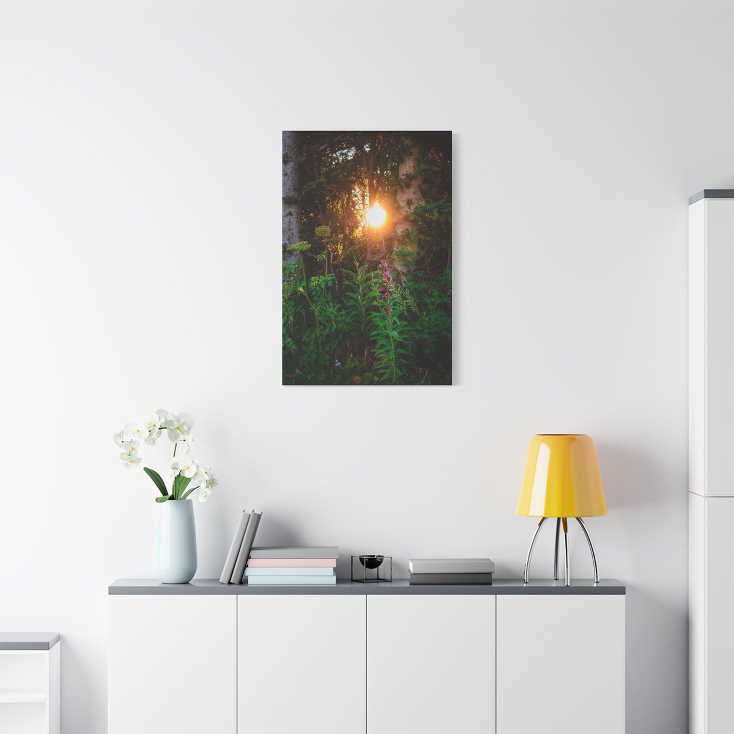 Sunlit Forest Wildflower Canvas Print — Matte Stretched Wall Art