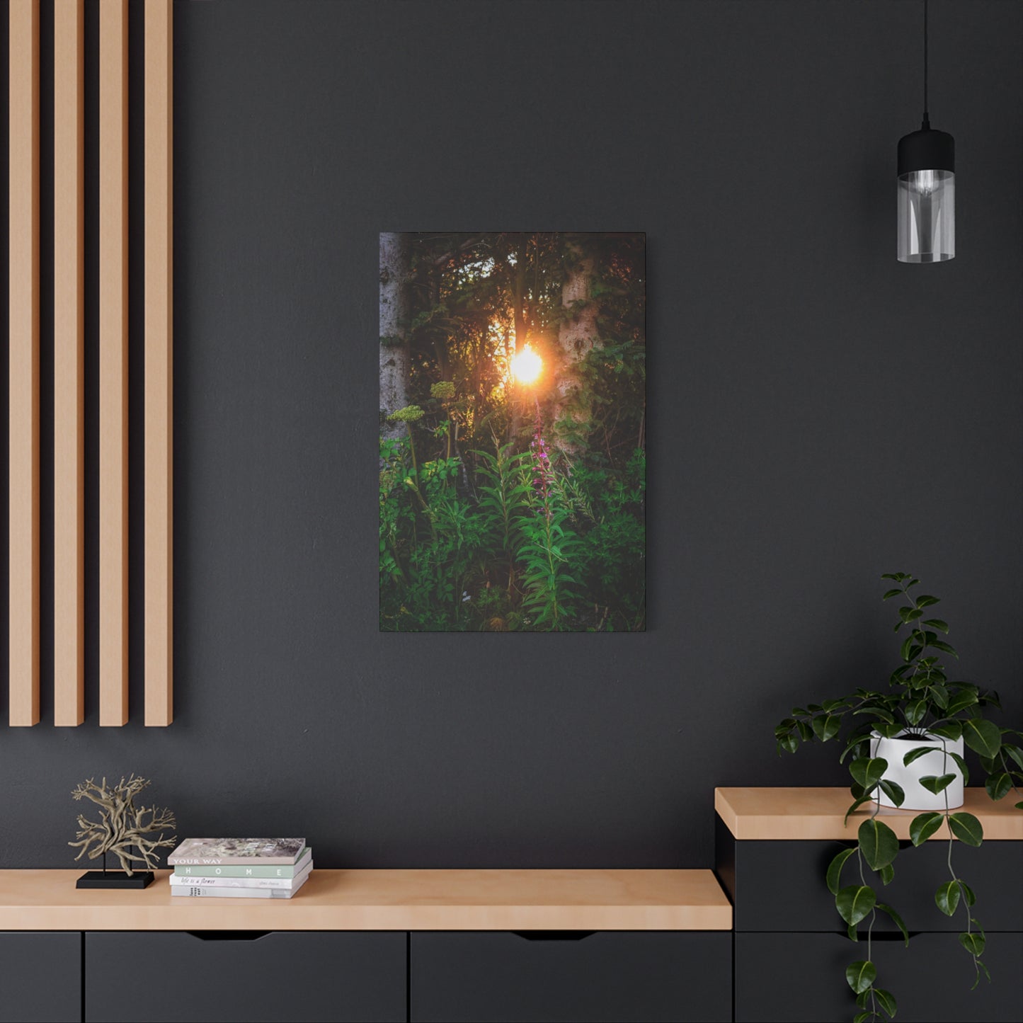 Sunlit Forest Wildflower Canvas Print — Matte Stretched Wall Art