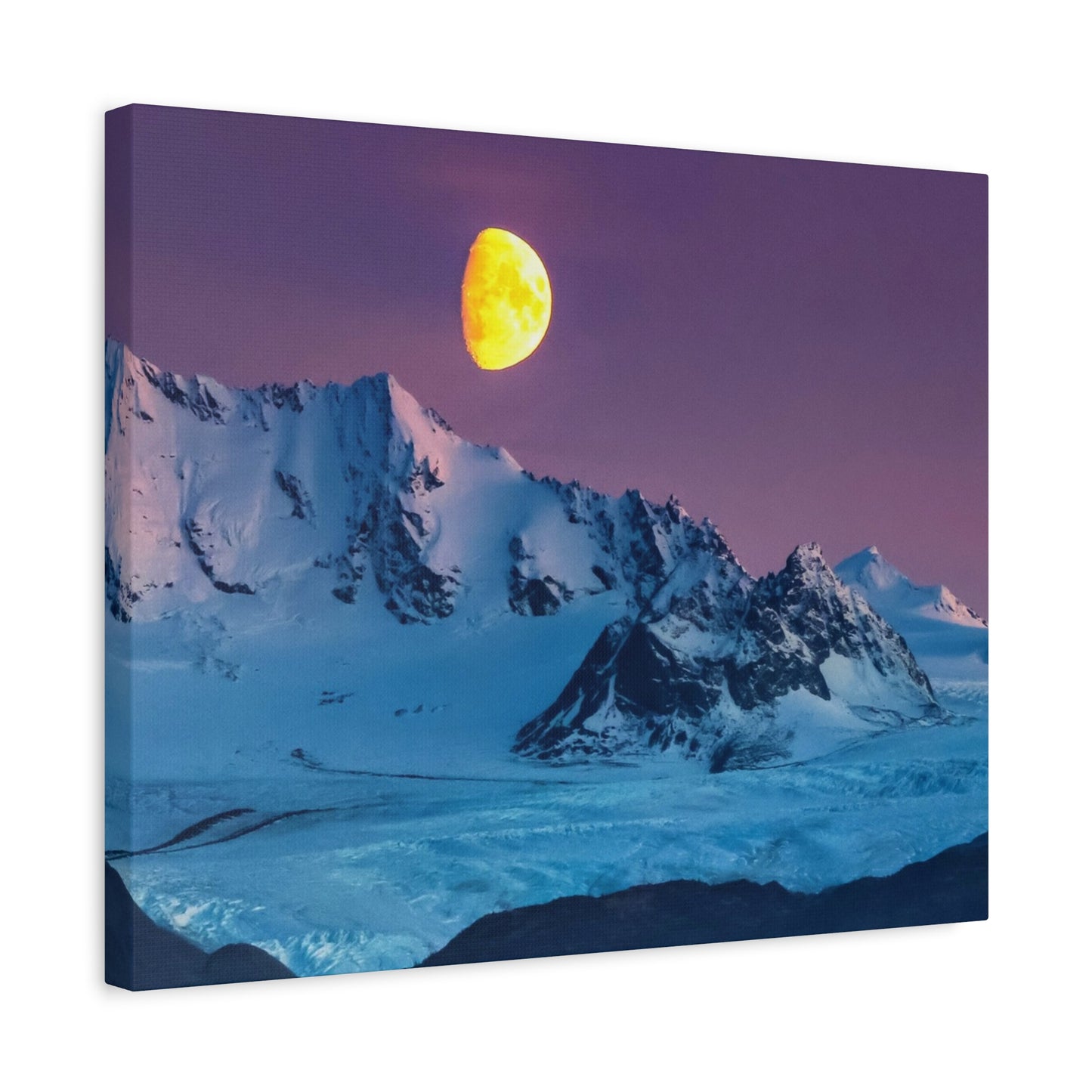 Mountain Moon Arctic Canvas Wall Art — Matte Stretched Landscape Print