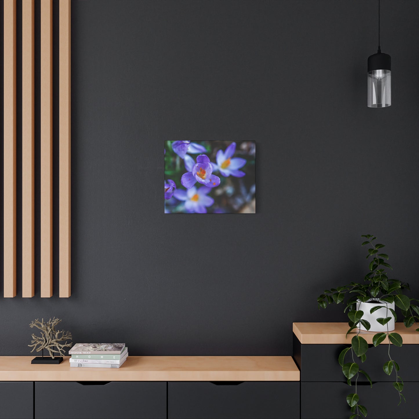 Purple Crocus Blossom Matte Canvas Print, Spring Floral Wall Art