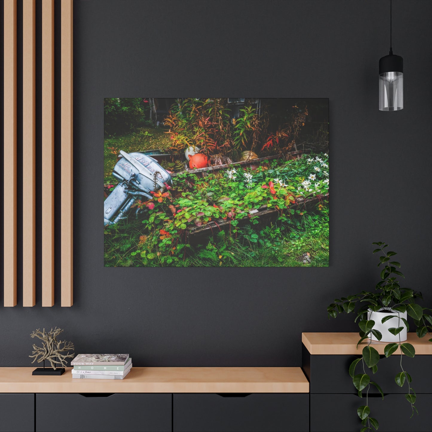 Rustic Rowboat Garden Canvas  Matte Print