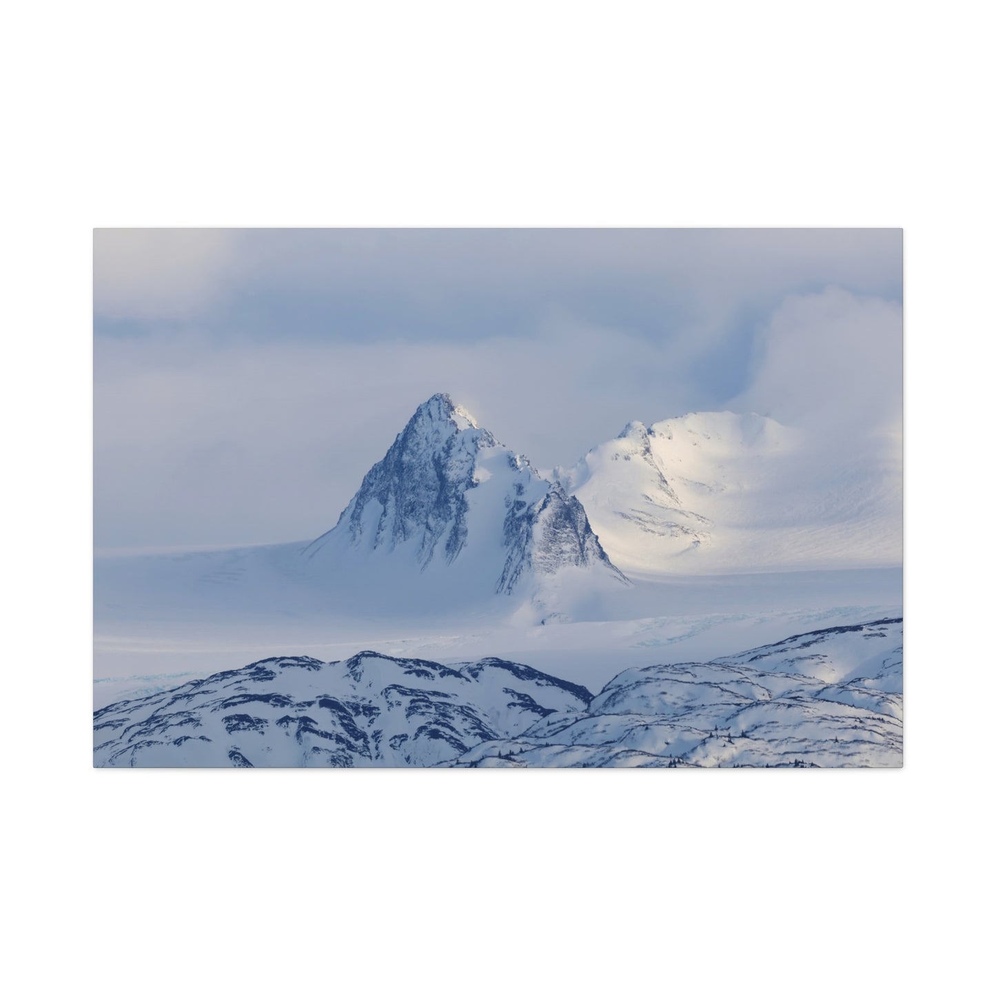 Snowbound Peaks Matte Canvas Print — Quiet Alpine Landscape Wall Art