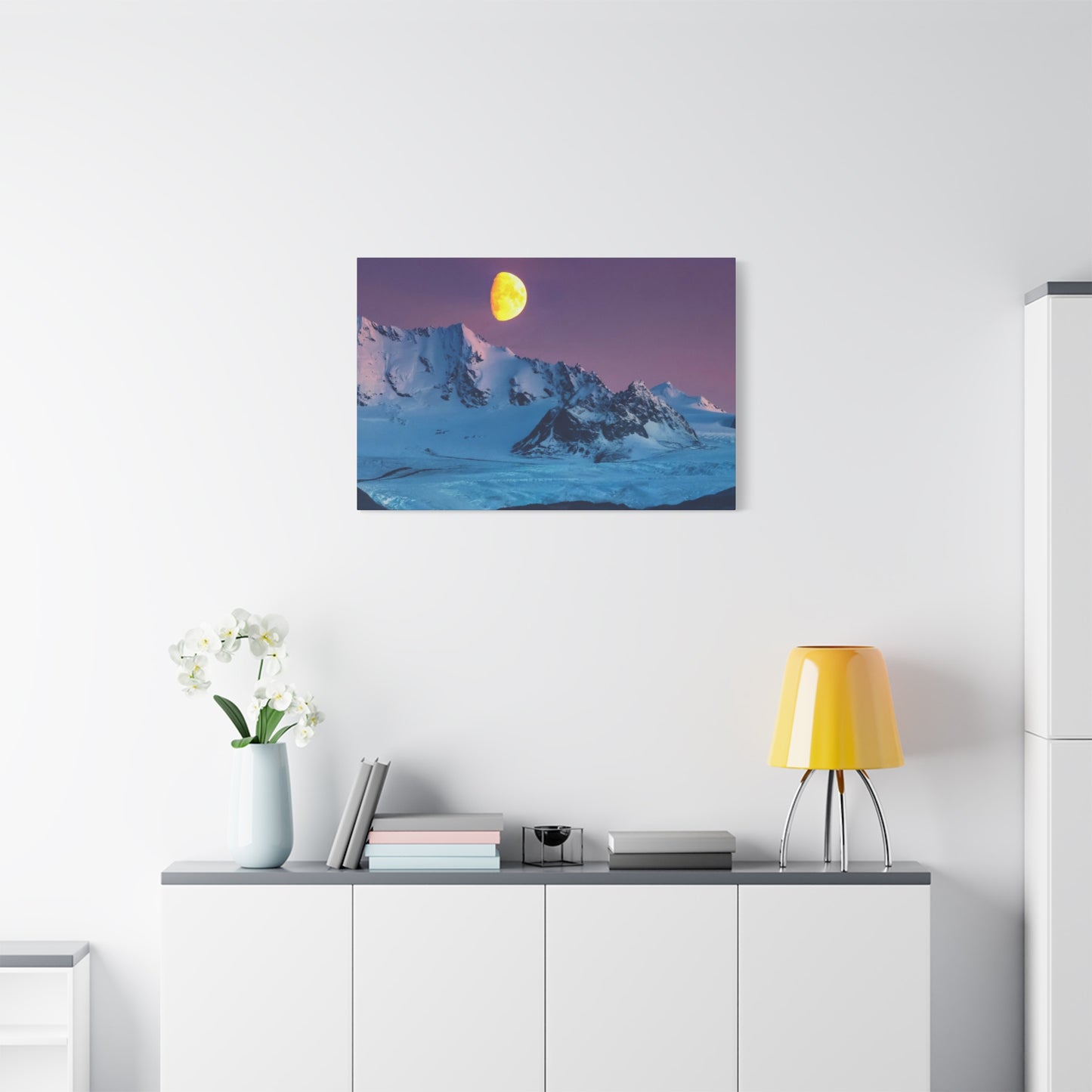 Mountain Moon Arctic Canvas Wall Art — Matte Stretched Landscape Print