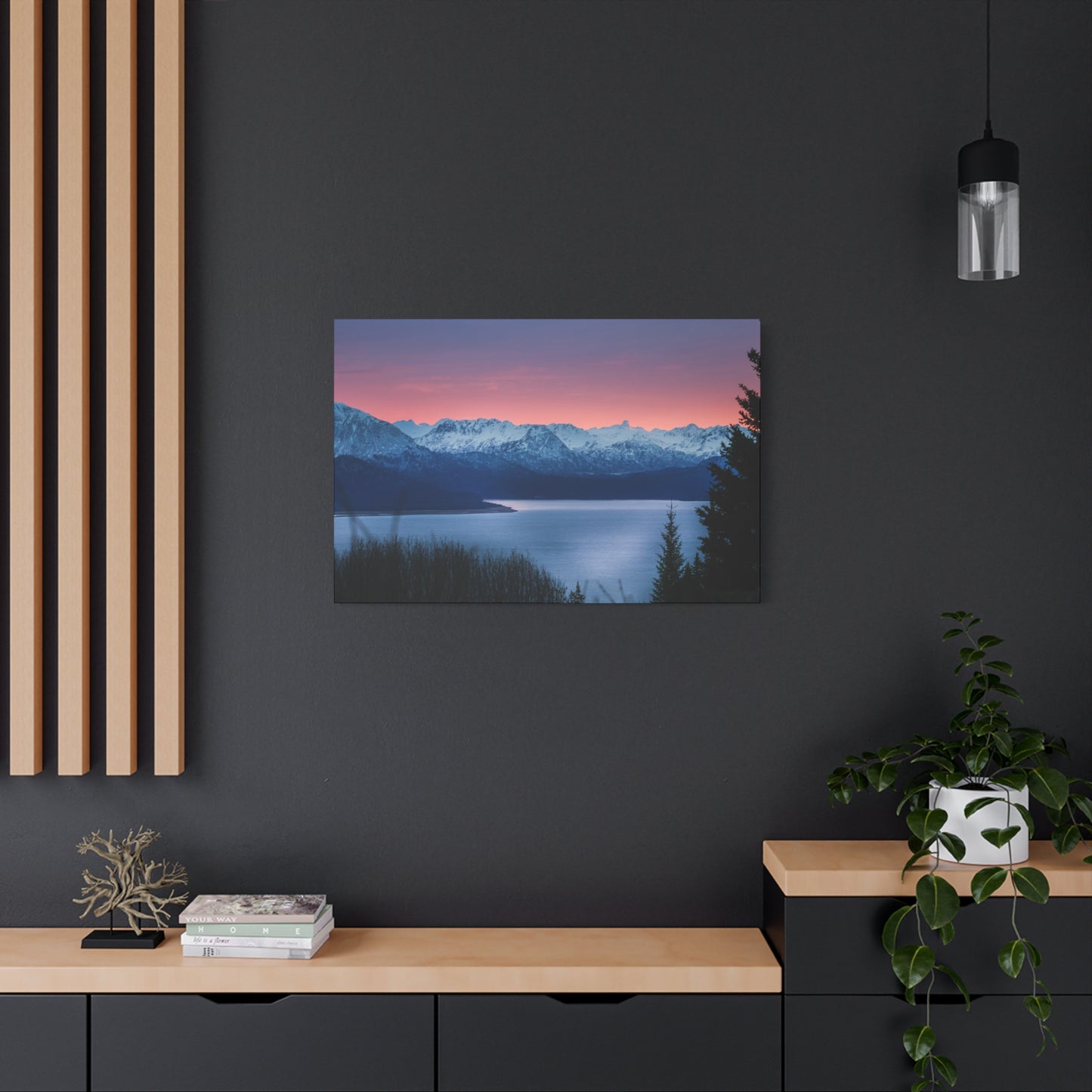 Sunset Mountain Bay Fine Art Canvas – Alpine Landscape