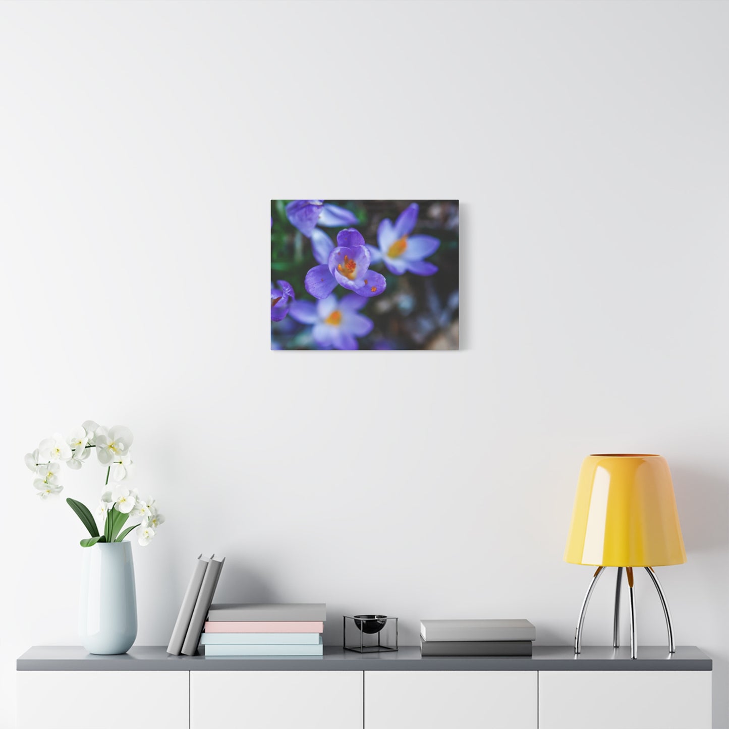 Purple Crocus Blossom Matte Canvas Print, Spring Floral Wall Art