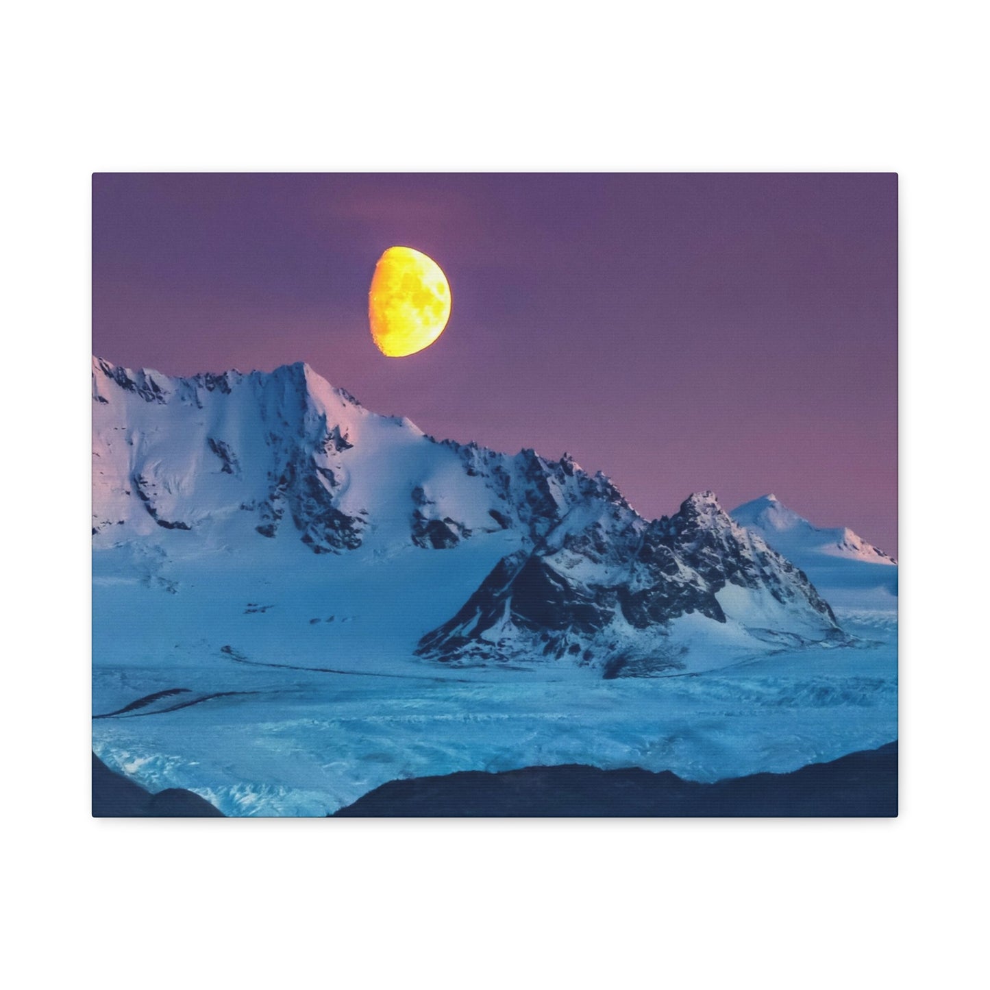 Mountain Moon Arctic Canvas Wall Art — Matte Stretched Landscape Print