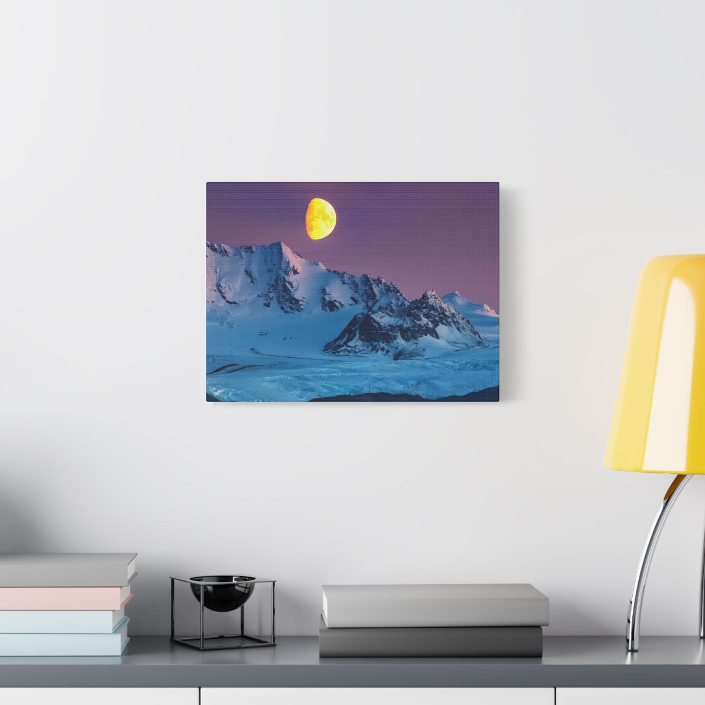 Mountain Moon Arctic Canvas Wall Art — Matte Stretched Landscape Print