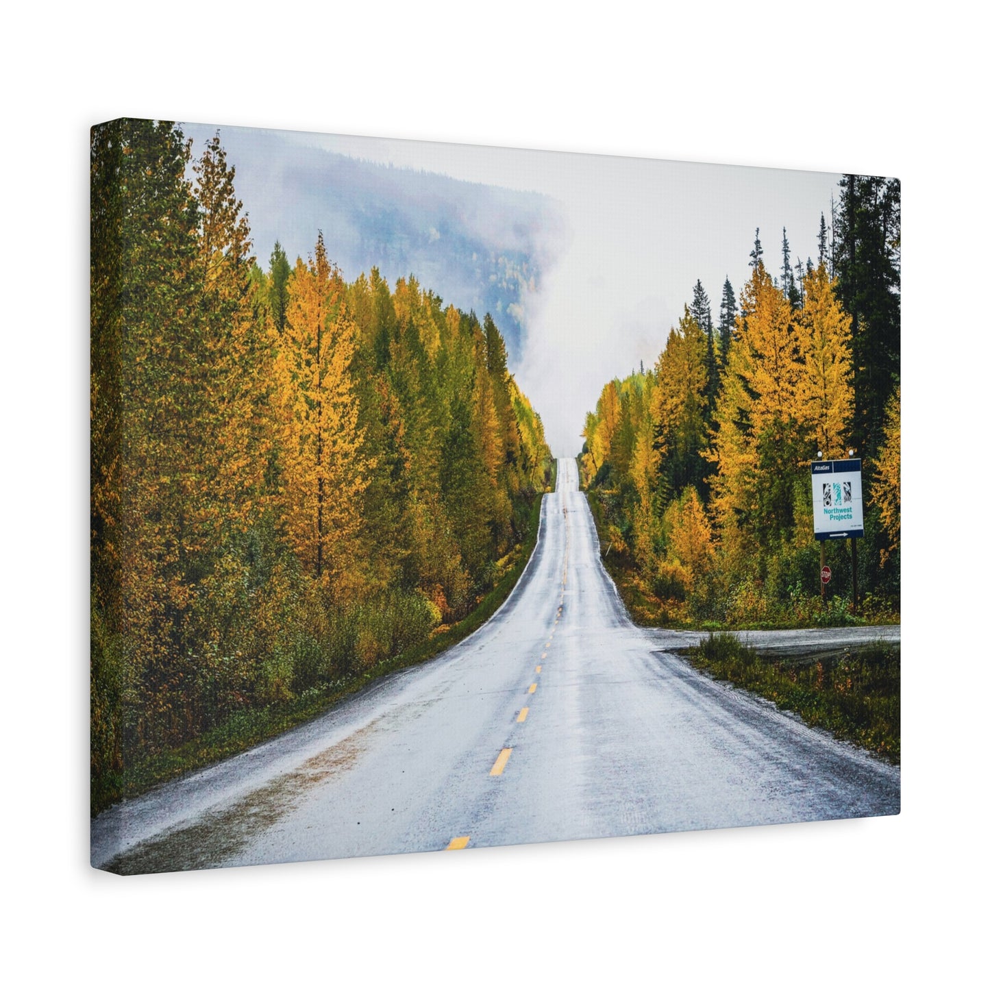 Autumn Highway through Canada Canvas Print ~ Scenic Fall Road Wall Art