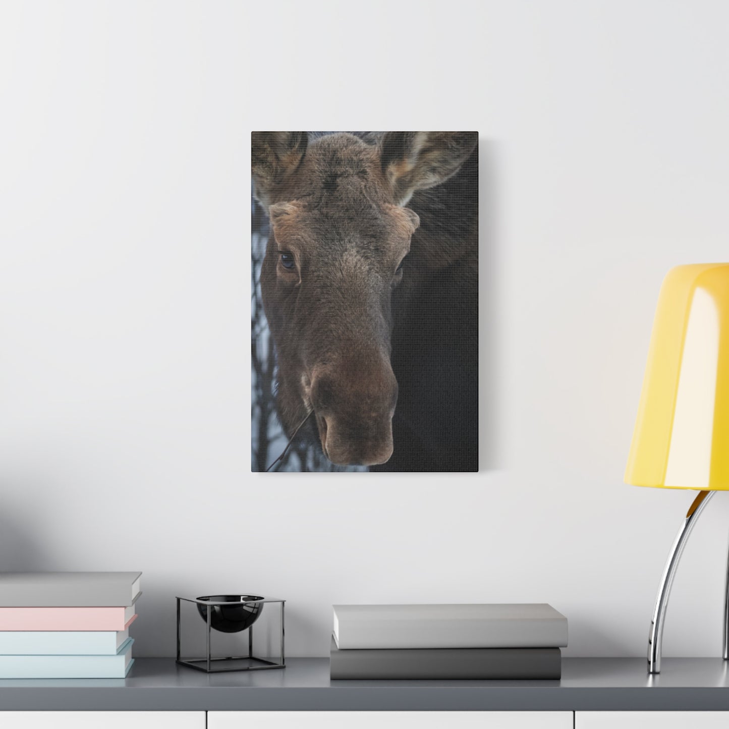 Winter Moose Canvas Print, Stretched Wall Art